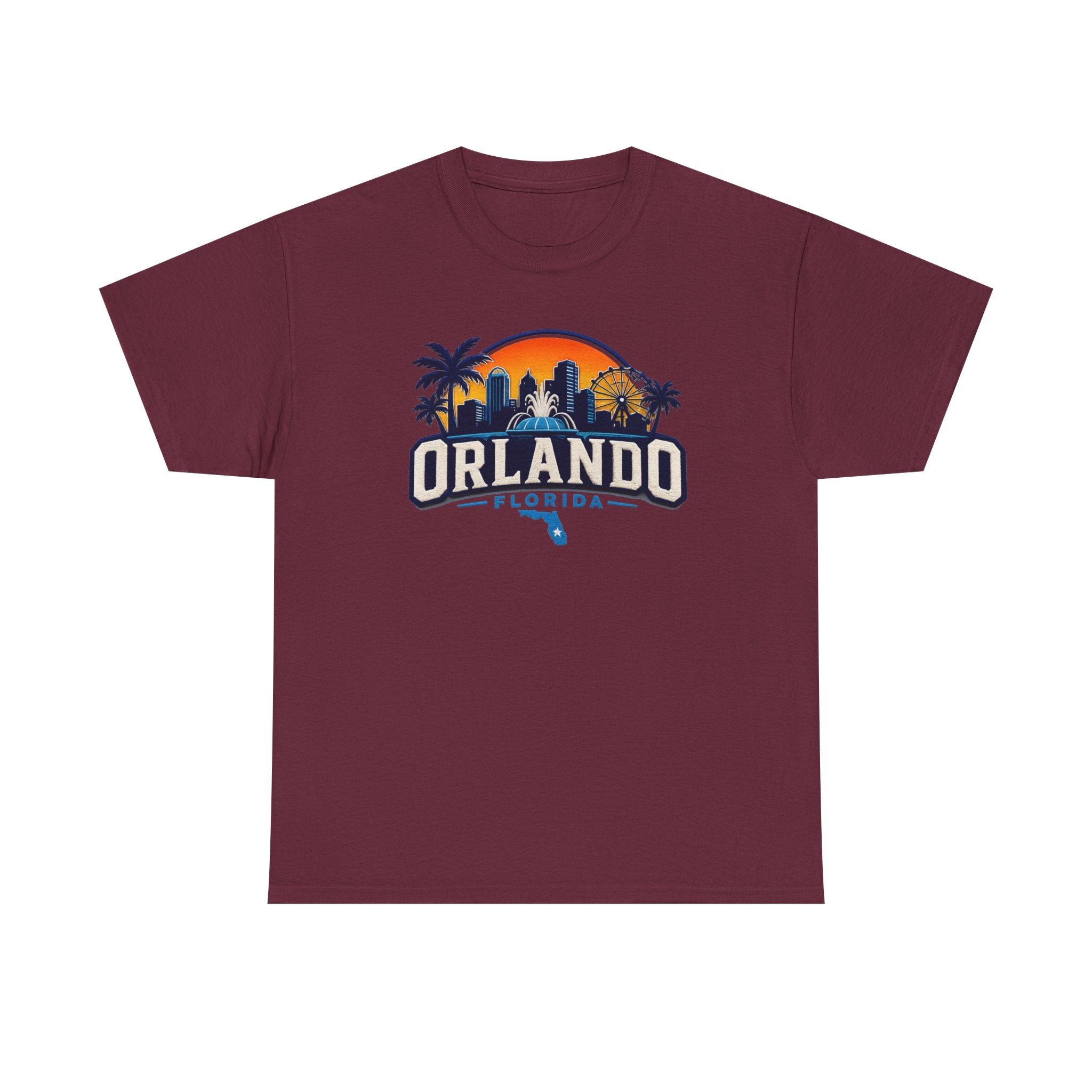 Orlando Florida Sunset T-Shirt — Retro Skyline & Palm Tree Vacation Tee