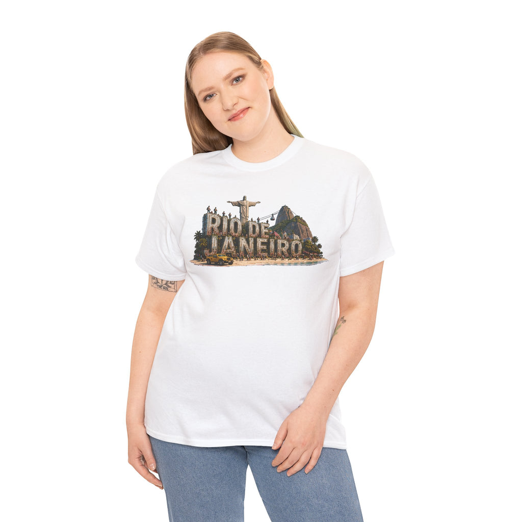 Rio de Janeiro Scenic T‑Shirt — Vintage Travel Tee with Christ the Redeemer Design
