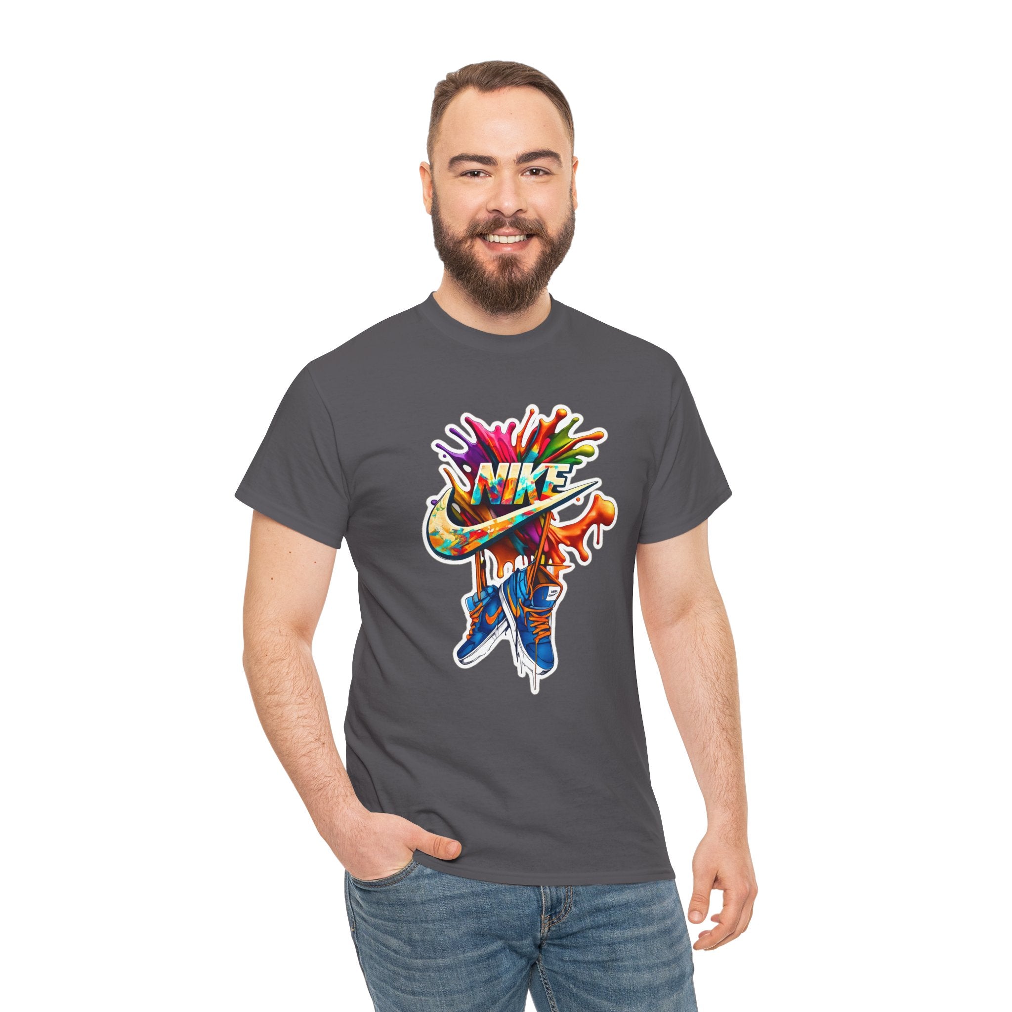 Nike Inspired Splash Graphic Tee — Colorful Sneaker Streetwear T-Shirt