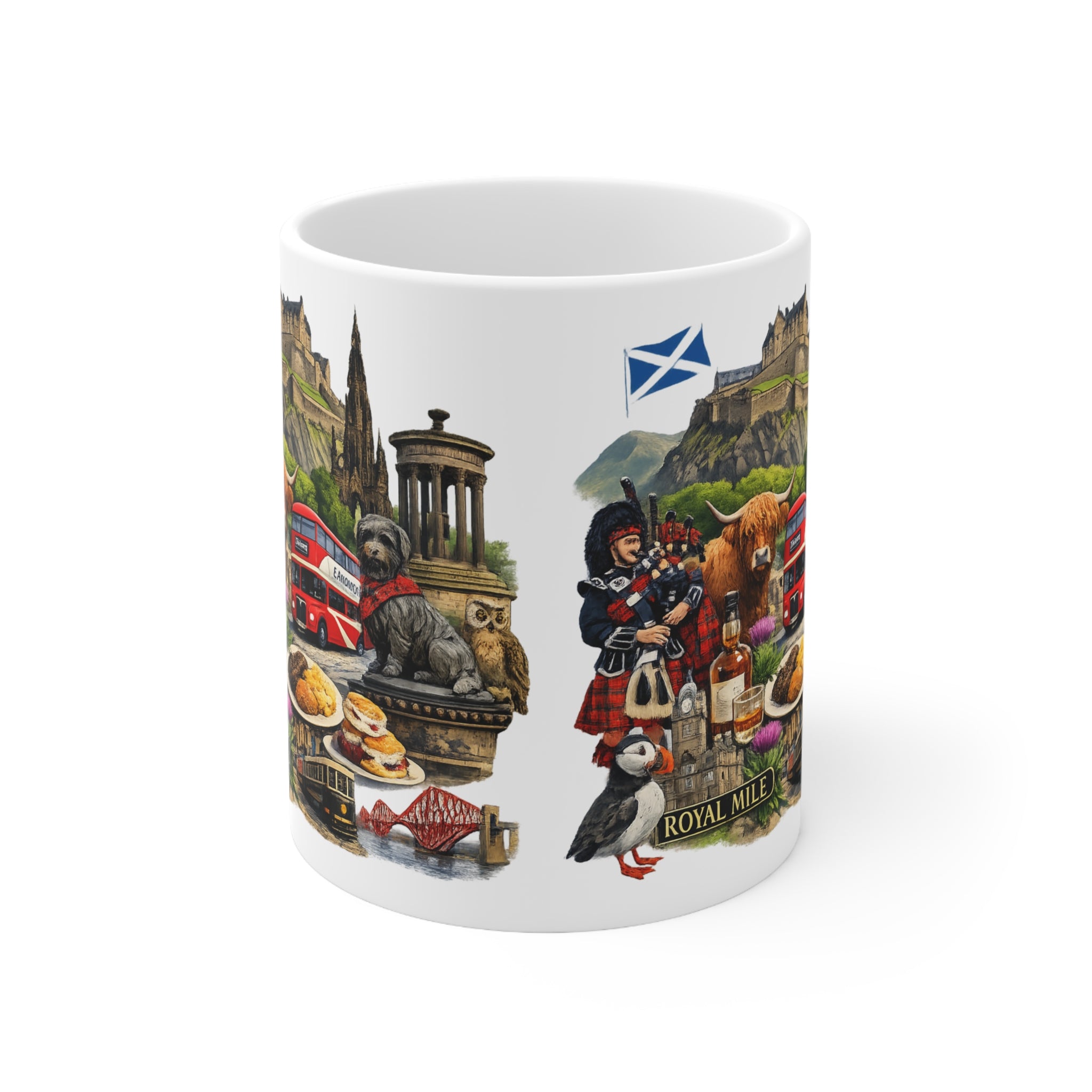 Scotland Souvenir Coffee Mug — Edinburgh Icons Collage (11oz & 15oz)