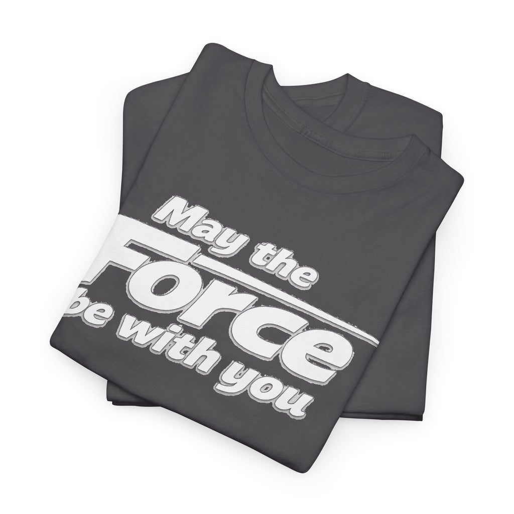 "May the Force Be With You" Retro Embossed Graphic T‑Shirt —