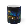 Nightlight Cityscape Mug — Neon Building Photo Ceramic Coffee Cup (11oz, 15oz)