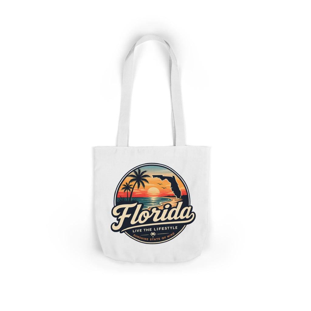 Florida Sunset Canvas Tote Bag — Retro Palm Beach Design