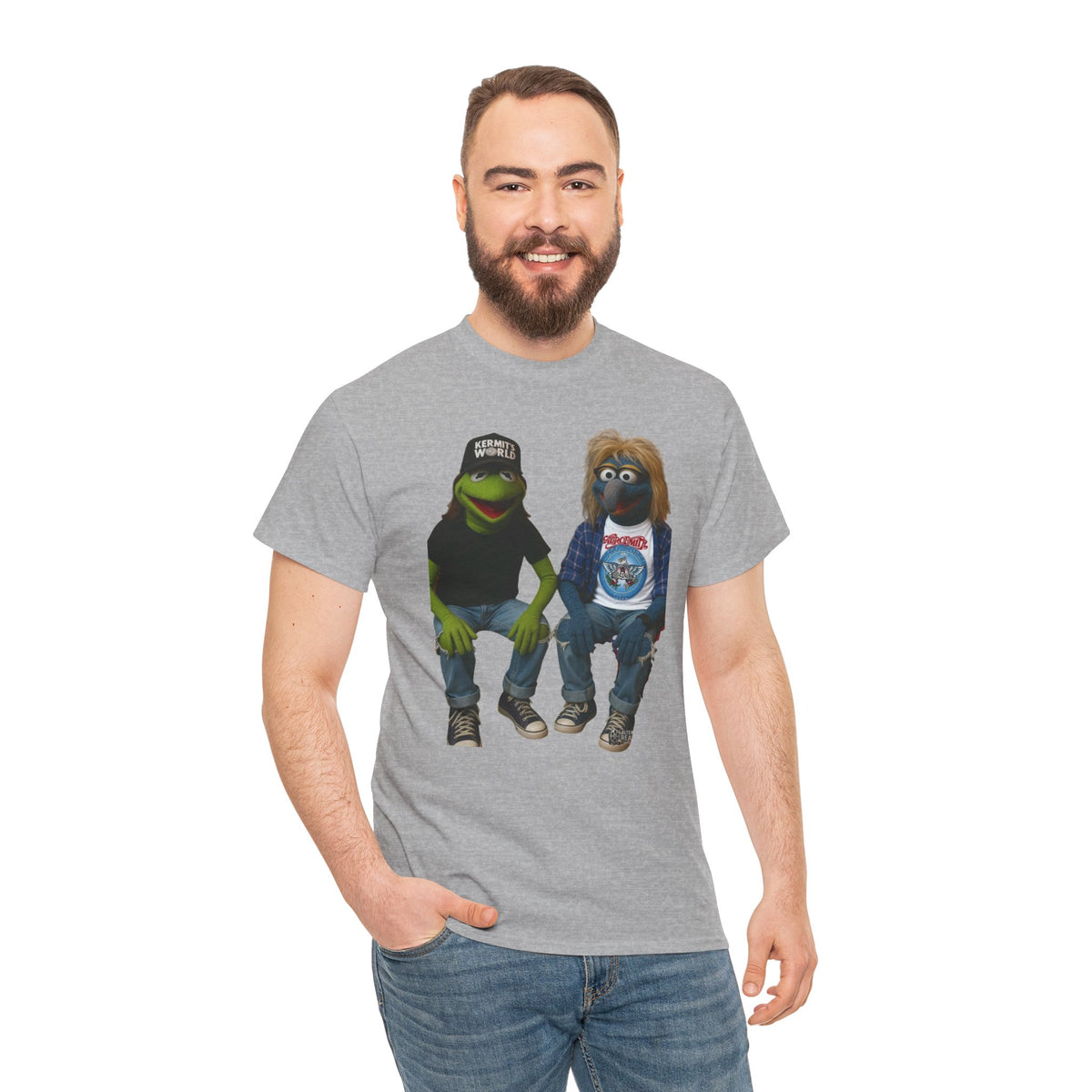 Kermit & Gonzo Waynes World Inspired Character Graphic T-Shirt