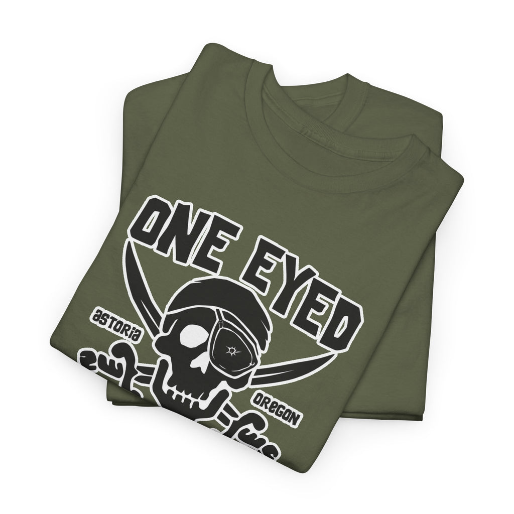 One Eyed Willie Pirate Skull Tee — Retro Nautical Adventure Graphic Shirt