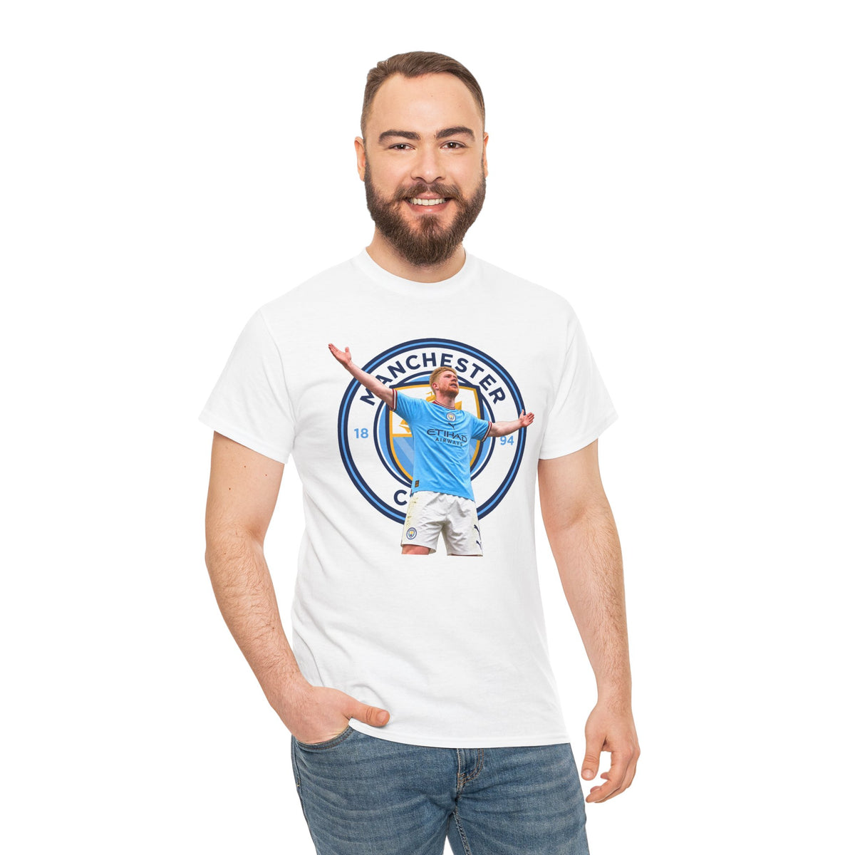 Kevin De Bruyne Manchester Football Club Legend Cotton T-Shirt — Player Celebration Graphic T-Shirt