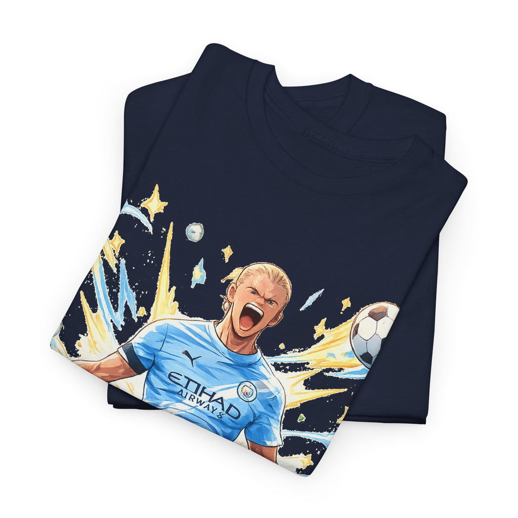 Erling Haaland Anime Fan Tee — Celebratory Football Player Graphic T-Shirt