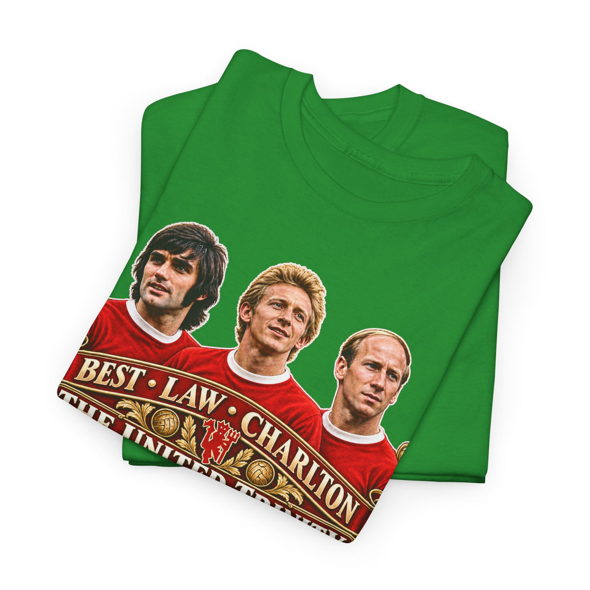 T-Shirt — 'The United Trinity: Best · Law · Charlton' Vintage Football Tribute Tee