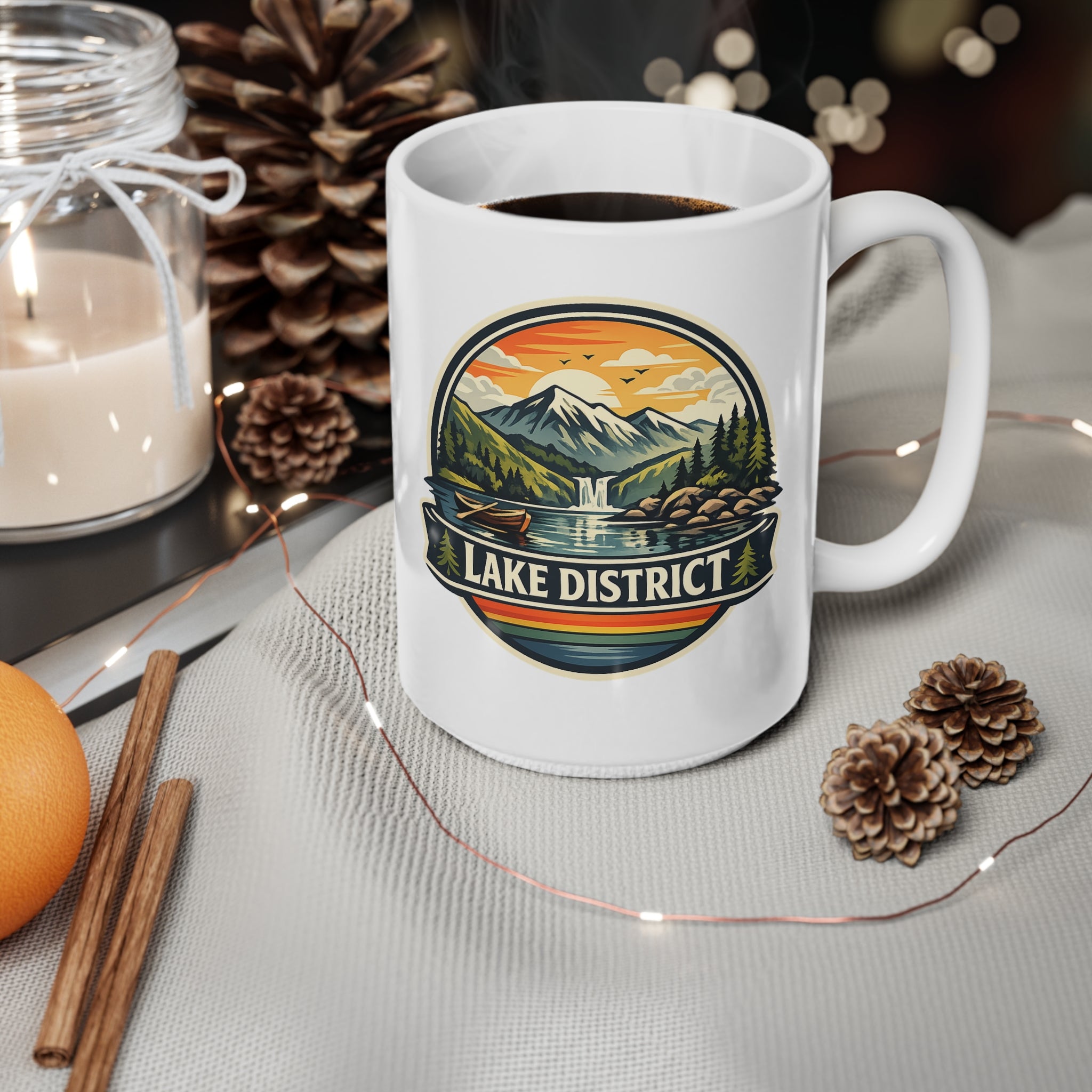 Lake District Coffee Mug — Scenic Mountain & Lake Camping Ceramic Cup (11oz, 15oz)