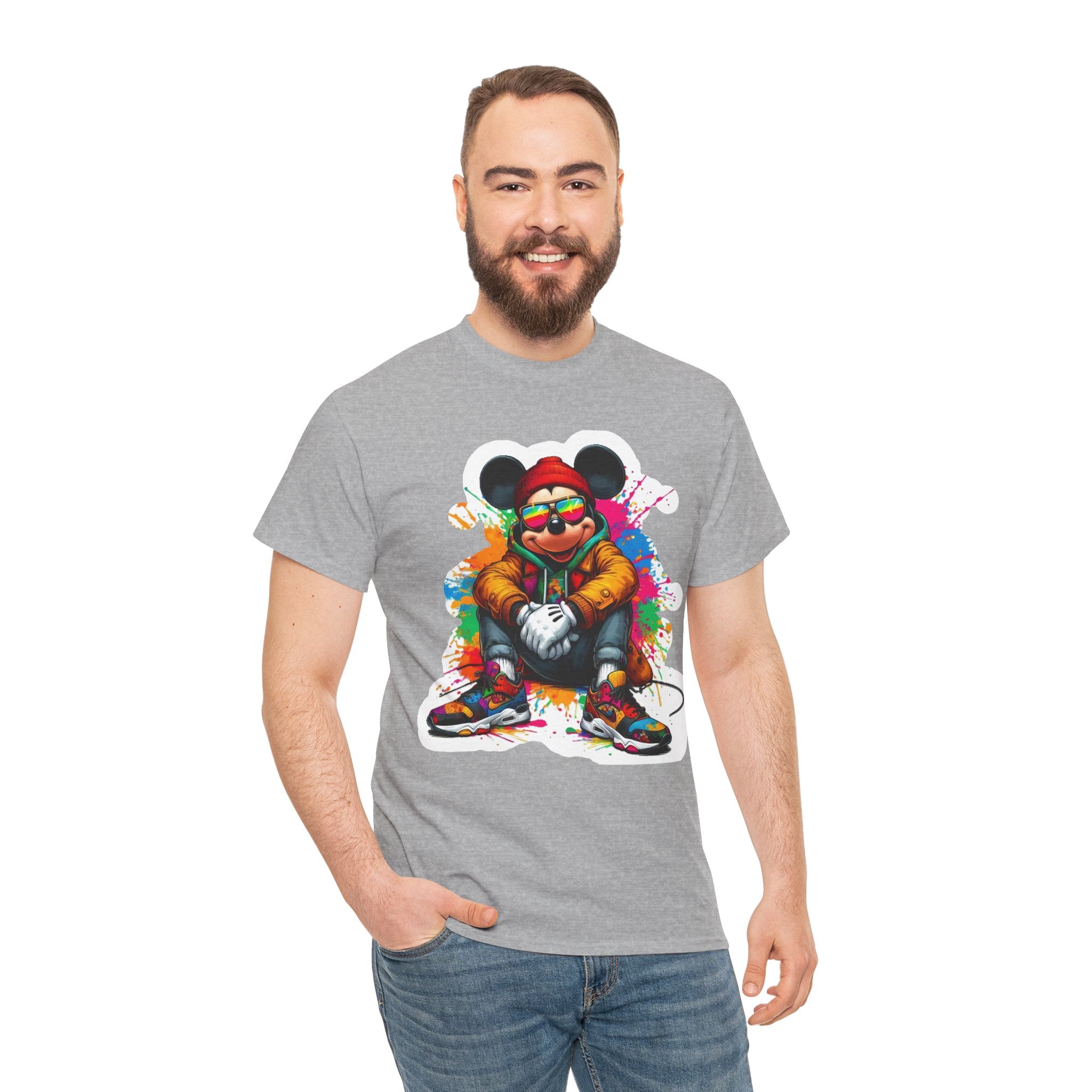 Streetwear Mouse Graphic Tee — Colorful Urban Hip-Hop Cartoon Shirt