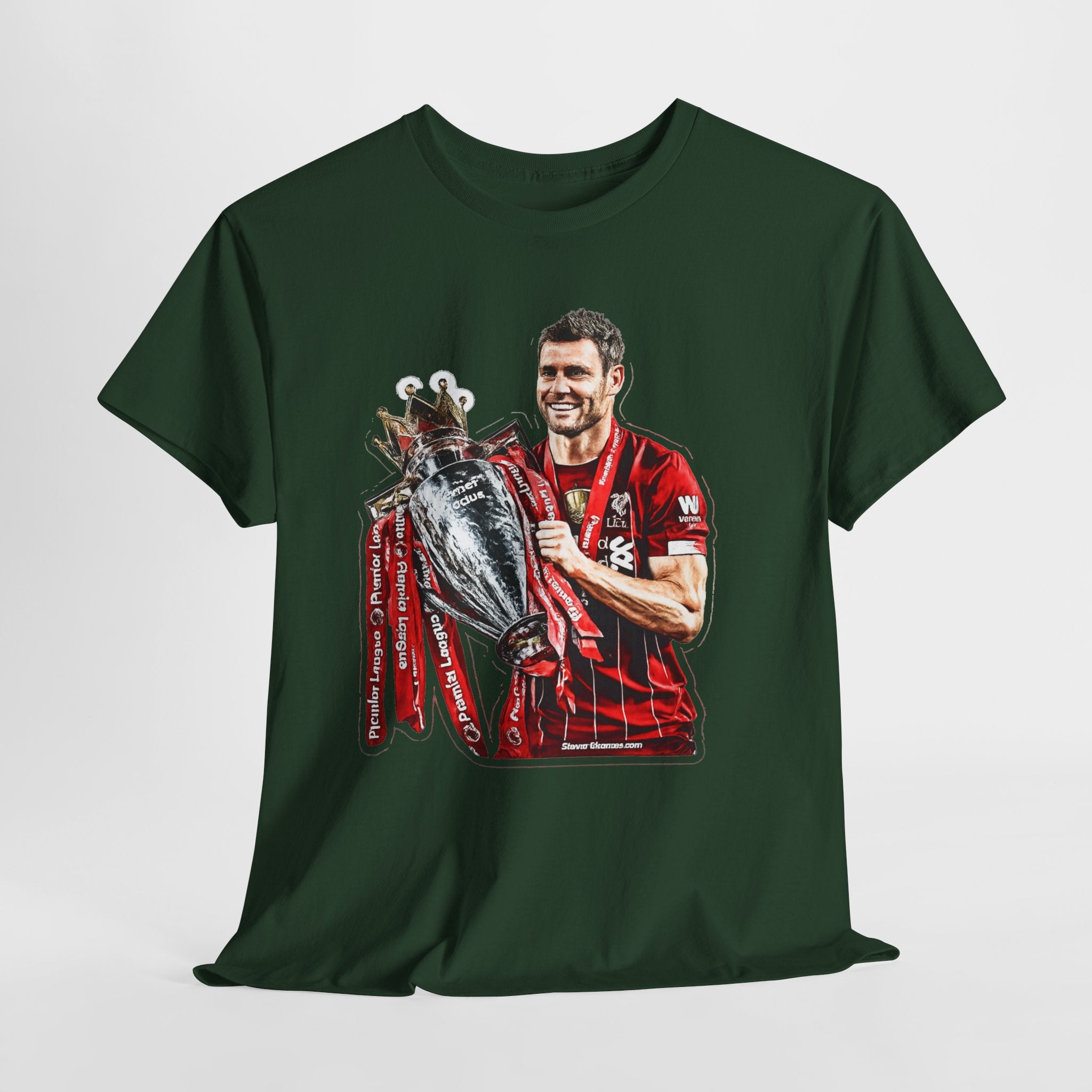 James Milner Liverpool Premier League Champion Trophy T-Shirt — Player Holding Premier Trophy