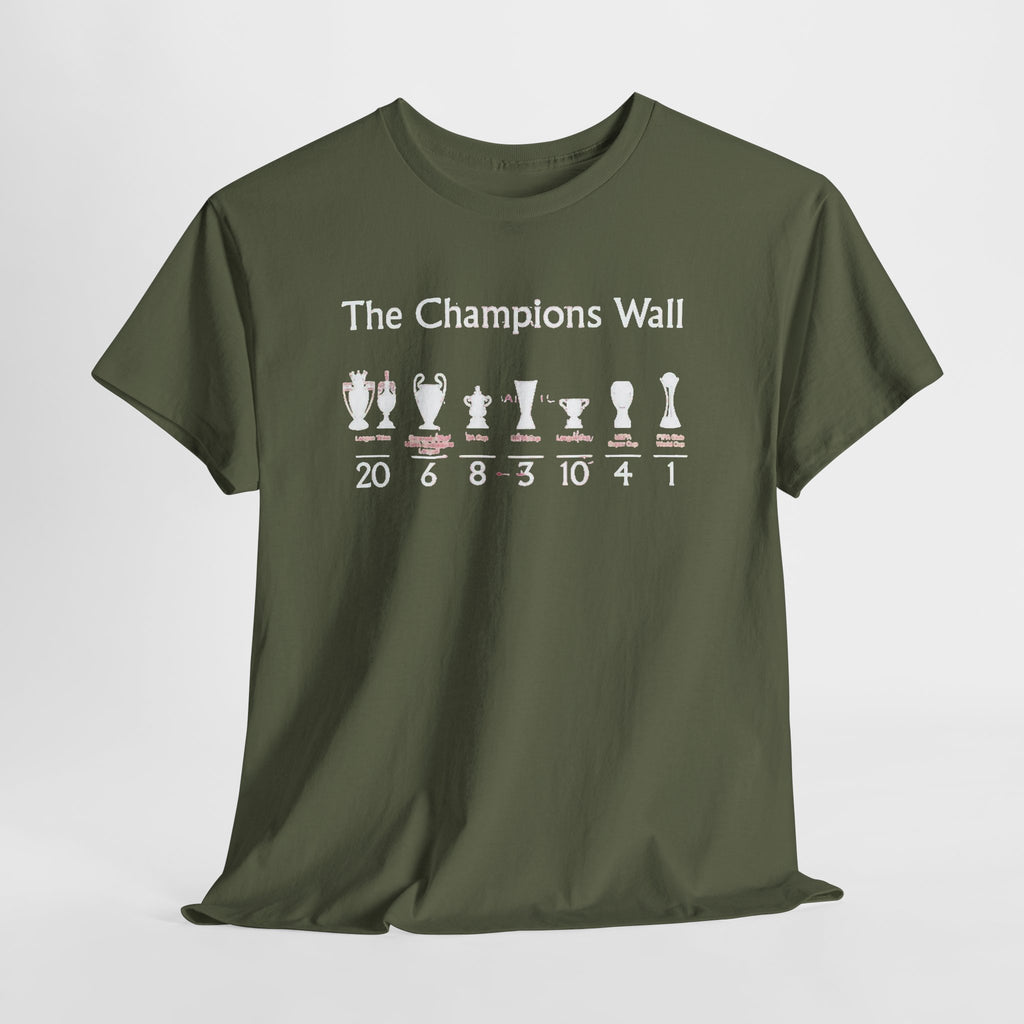 Liverpool The Champions Wall T-Shirt – Soccer/Football Trophy Timeline Tee