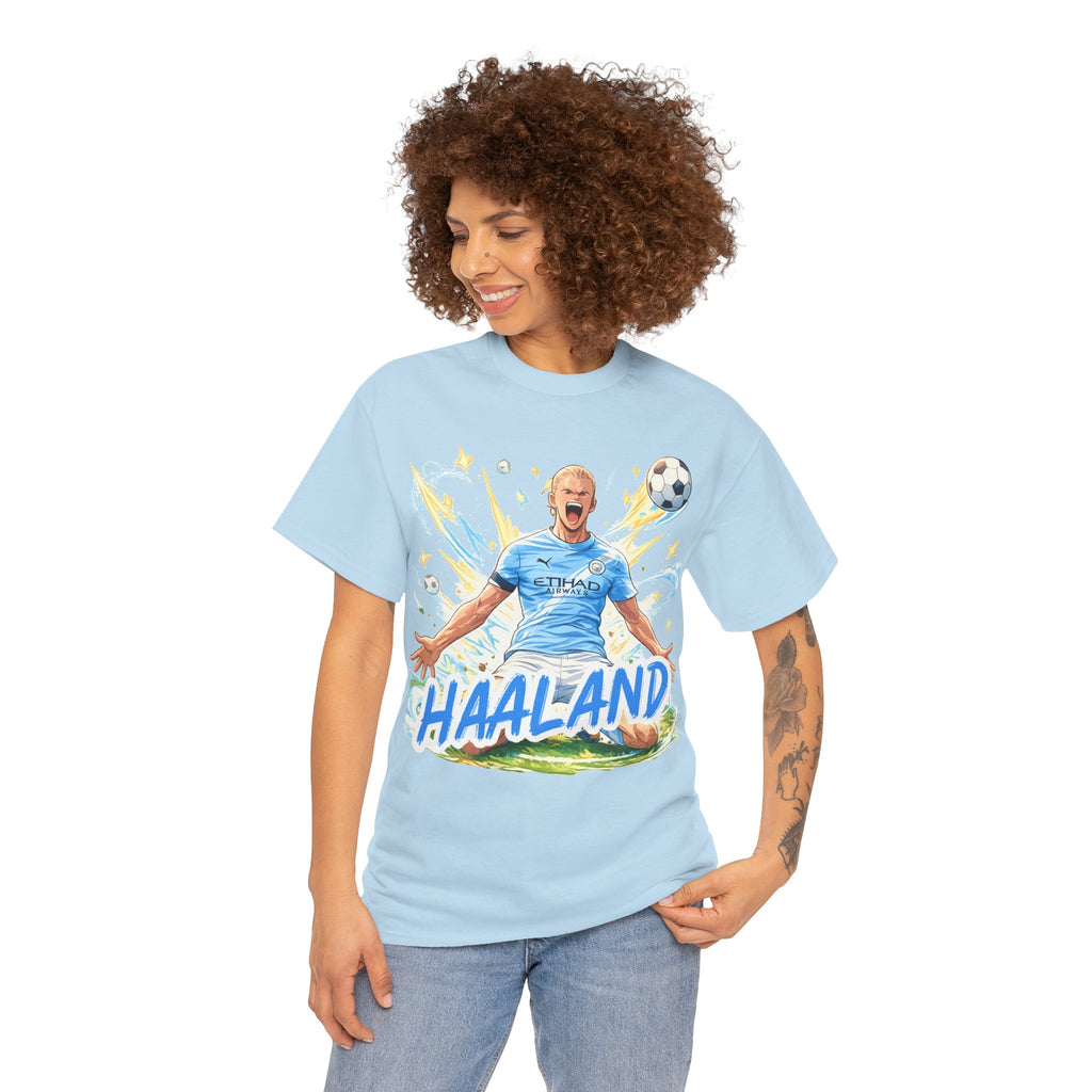 Erling Haaland Anime Fan Tee — Celebratory Football Player Graphic T-Shirt