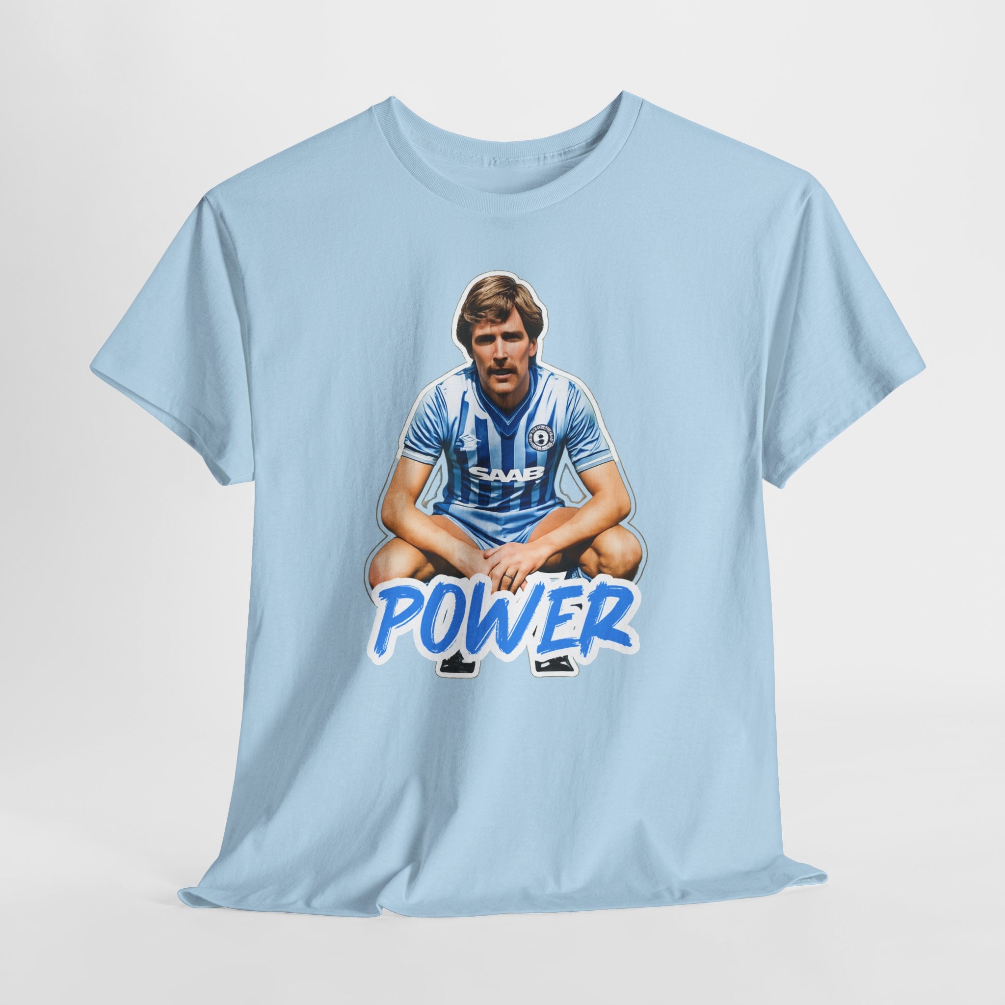 Paul Power Manchester City Legend Player Graphic Tee — Retro Football Jersey Design