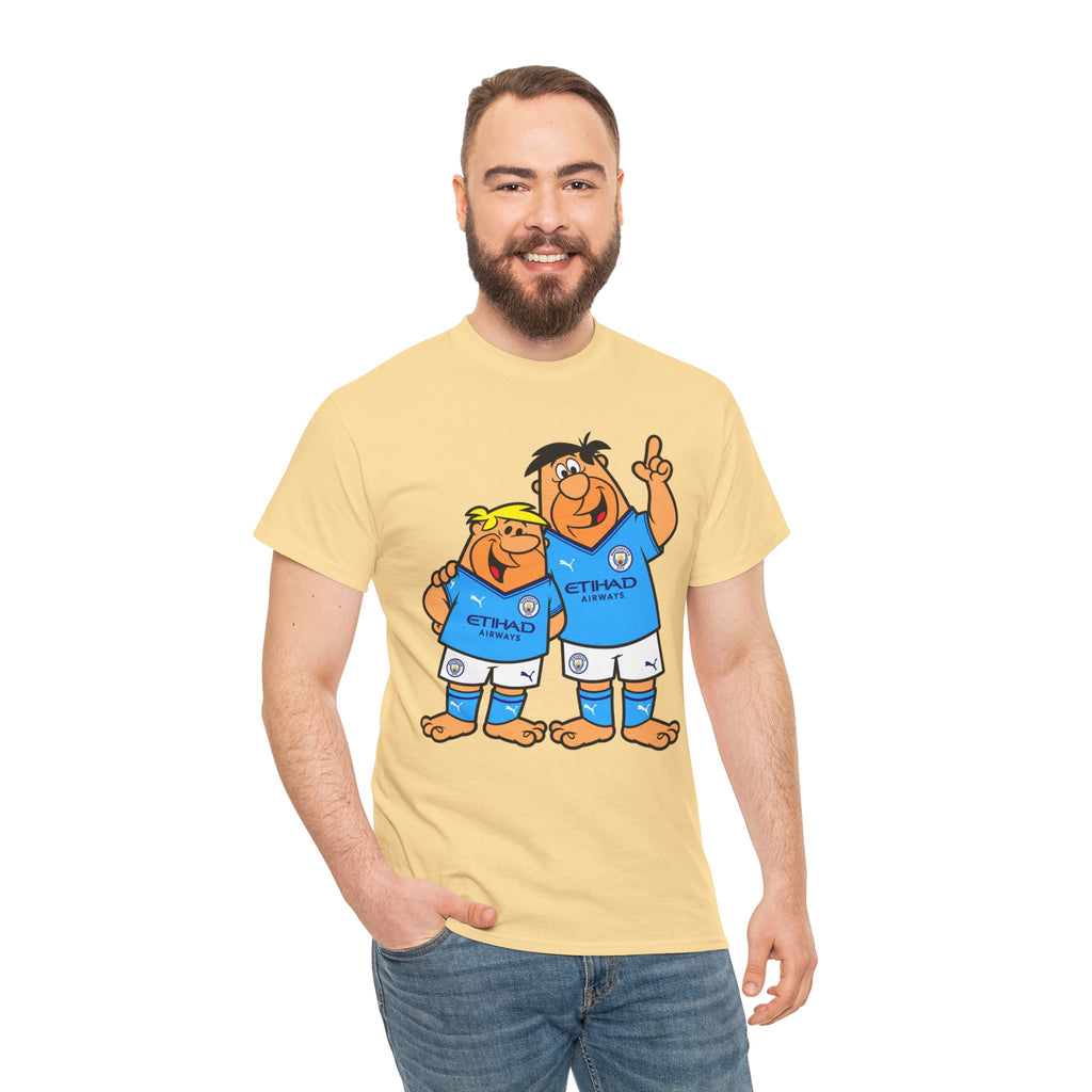 Manchester City The Flintstones Etihad Airways Cartoon Cotton T-Shirt
