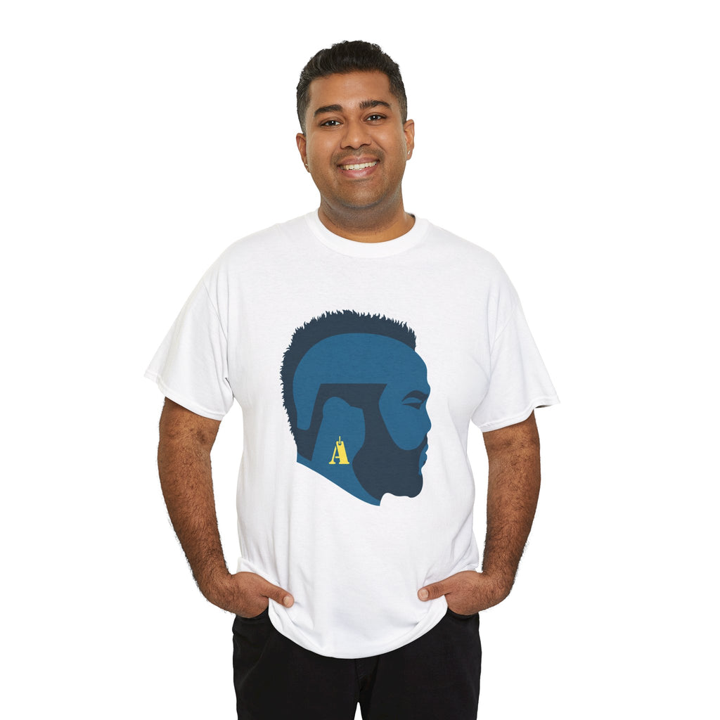 Mr T Profile Silhouette T‑Shirt – Blue Head & Gold Earring Graphic