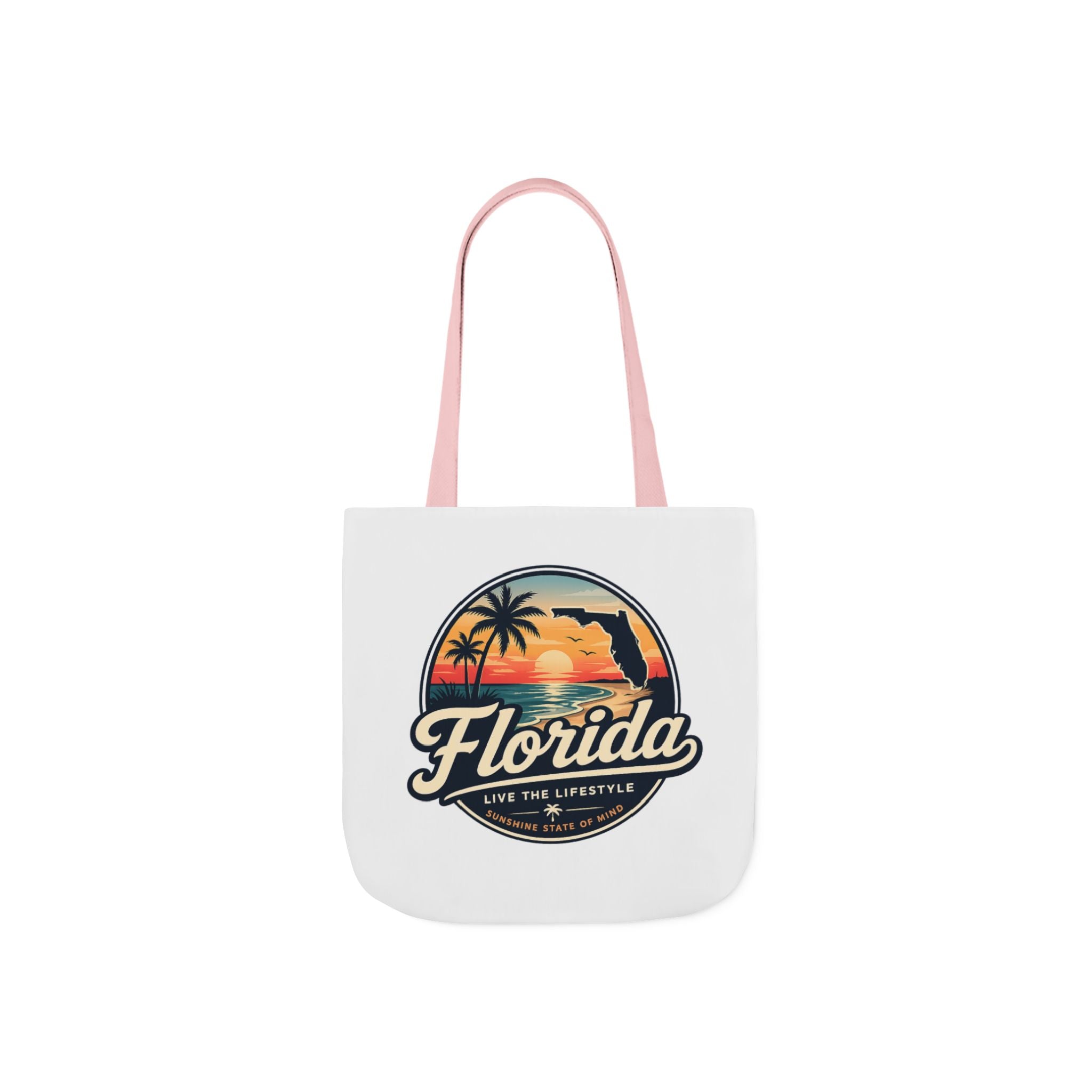 Florida Sunset Canvas Tote Bag — Retro Palm Beach Design