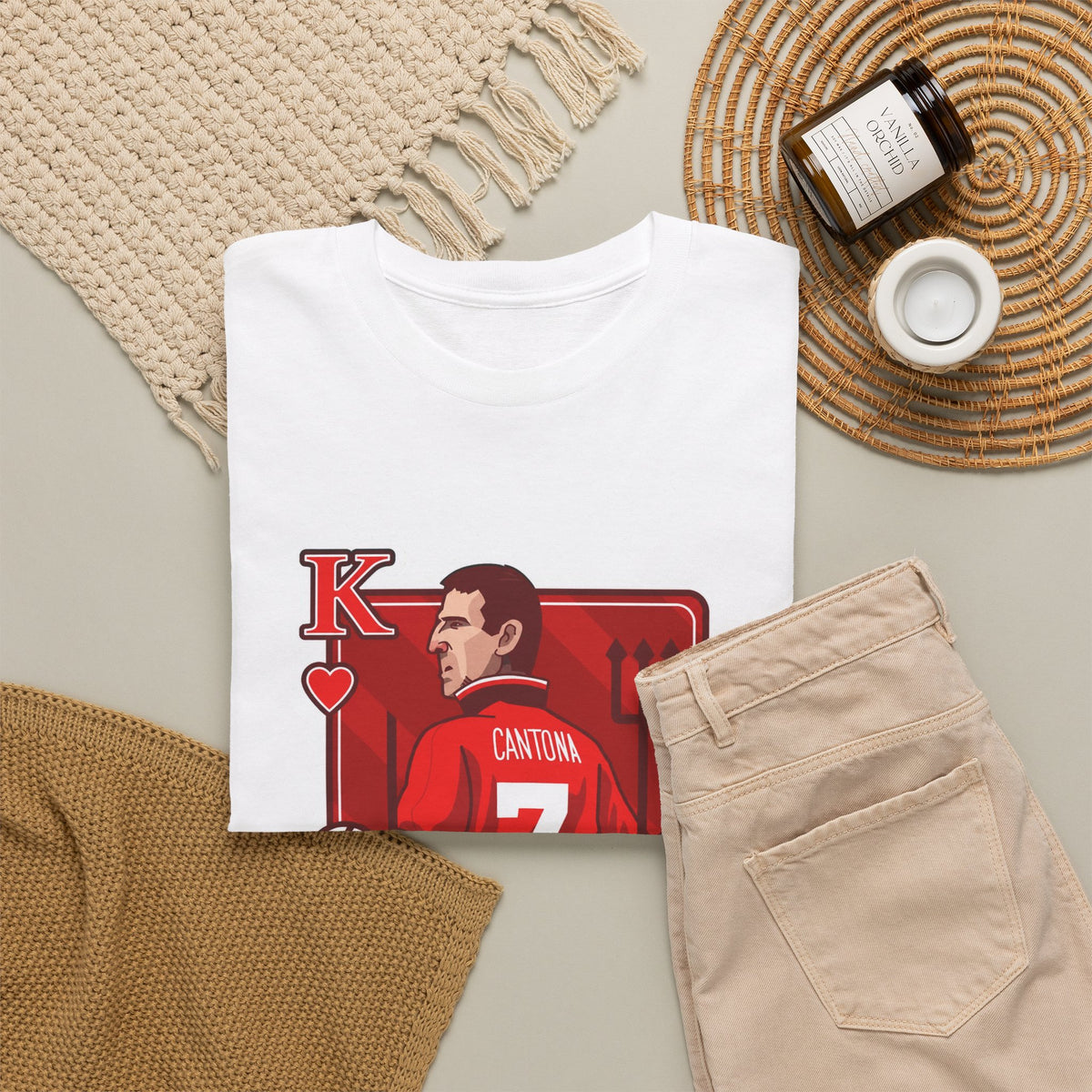 Cantona Playing Card Cotton T-Shirt / Tee — Number 7 Custom Jersey Design