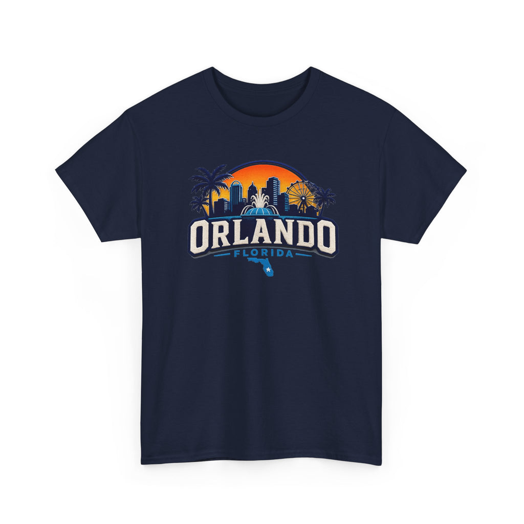 Orlando Florida Sunset T-Shirt — Retro Skyline & Palm Tree Vacation Tee