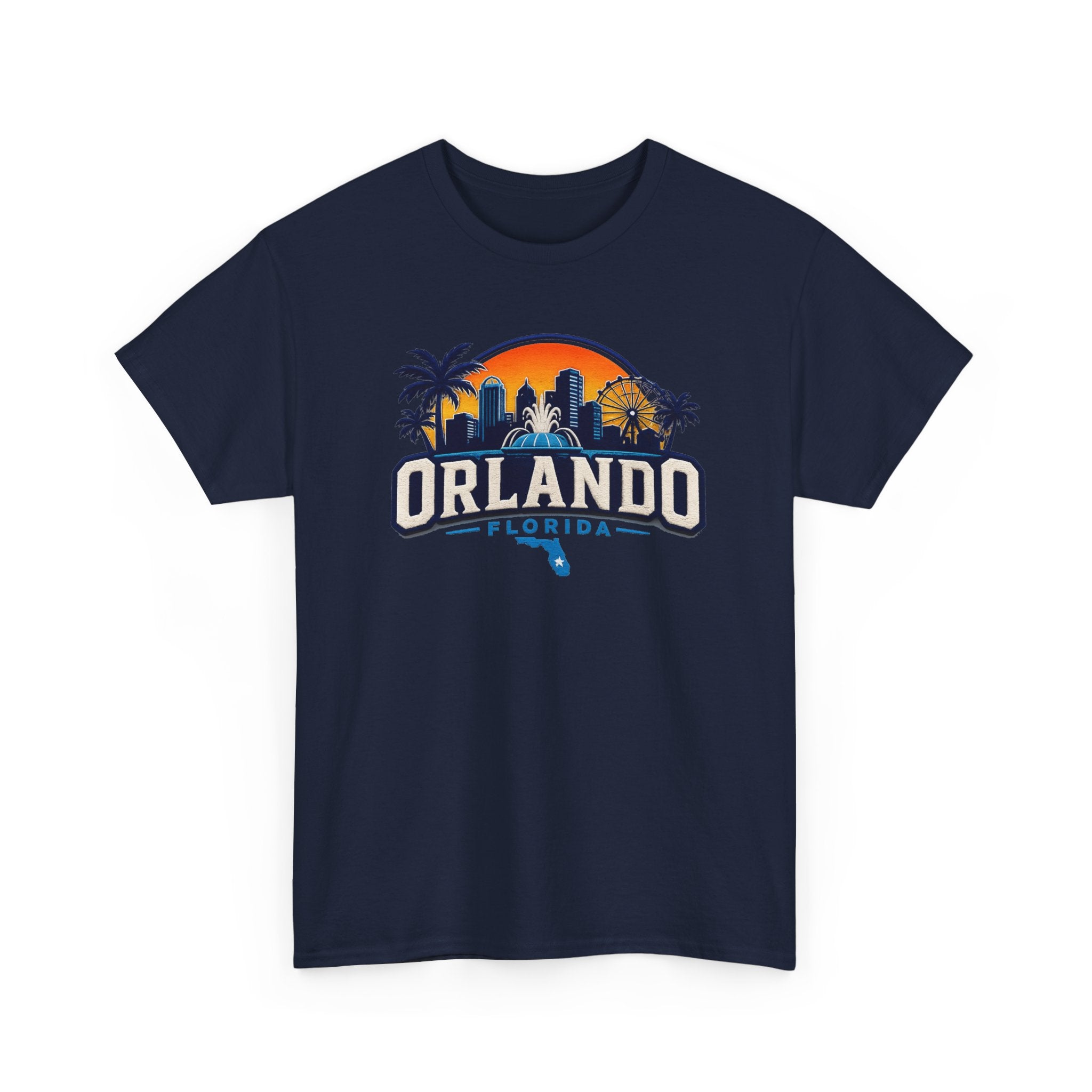 Orlando Florida Sunset T-Shirt — Retro Skyline & Palm Tree Vacation Tee