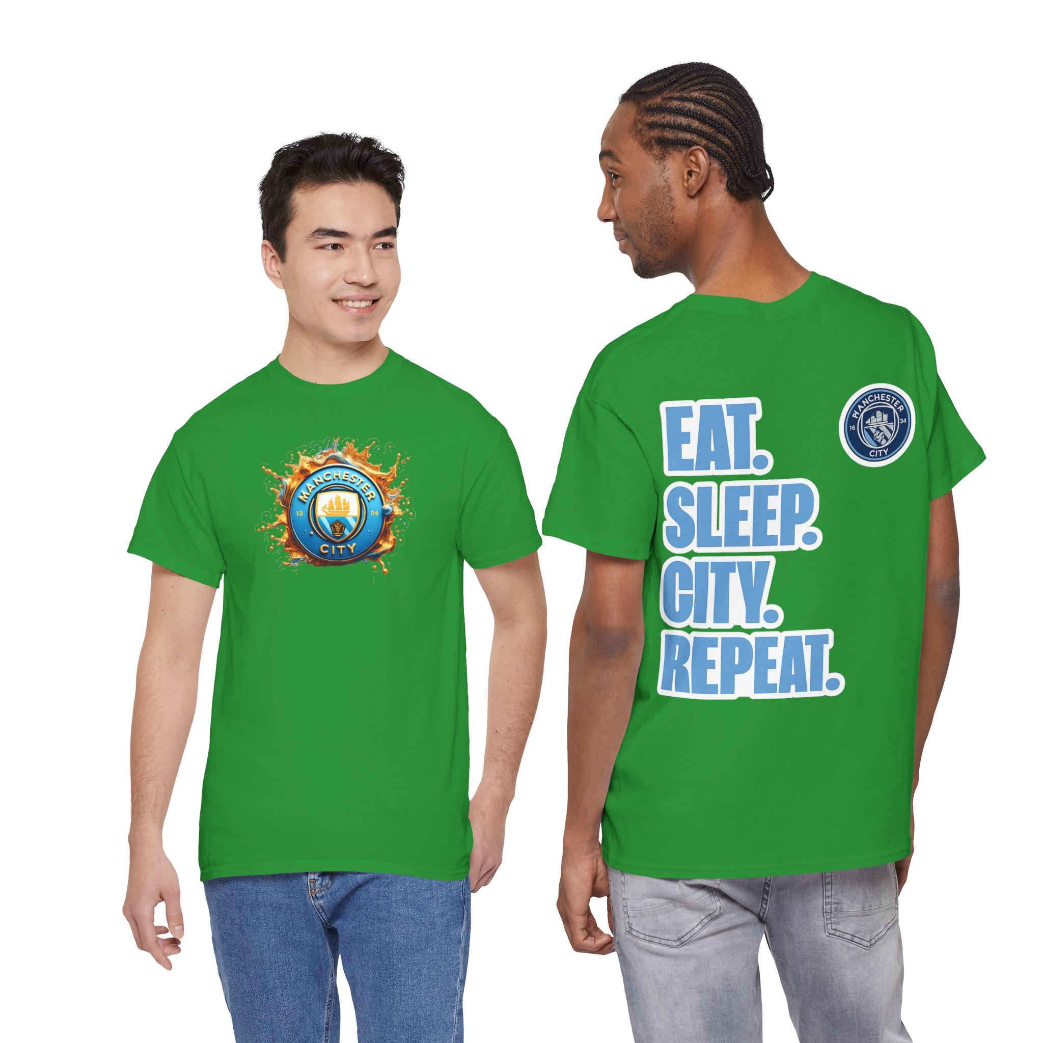 Manchester City T-Shirt – 'Eat. Sleep. City. Repeat.' Football Fan Tee