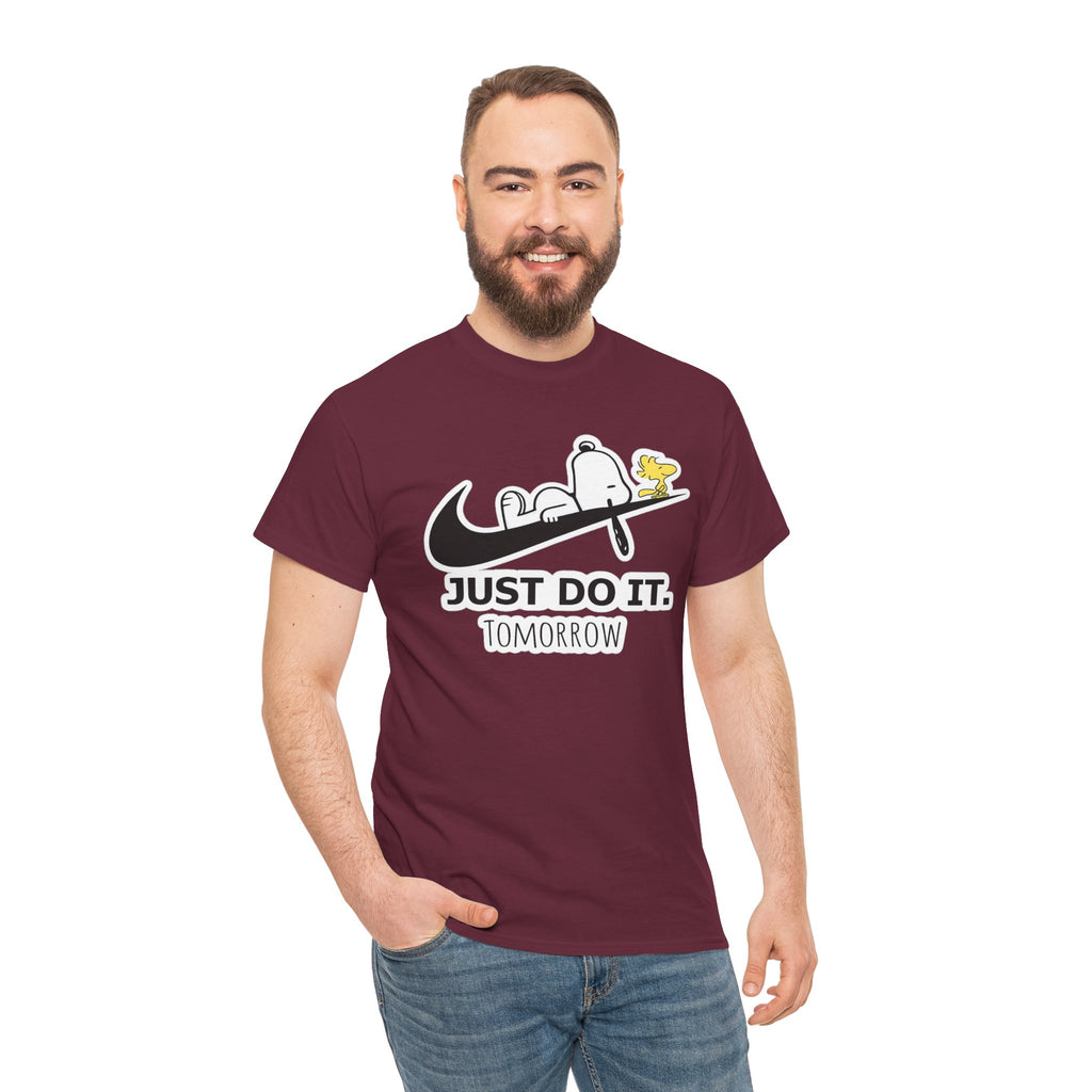Snoopy "Just Do It Tomorrow" Graphic Cotton T-Shirt