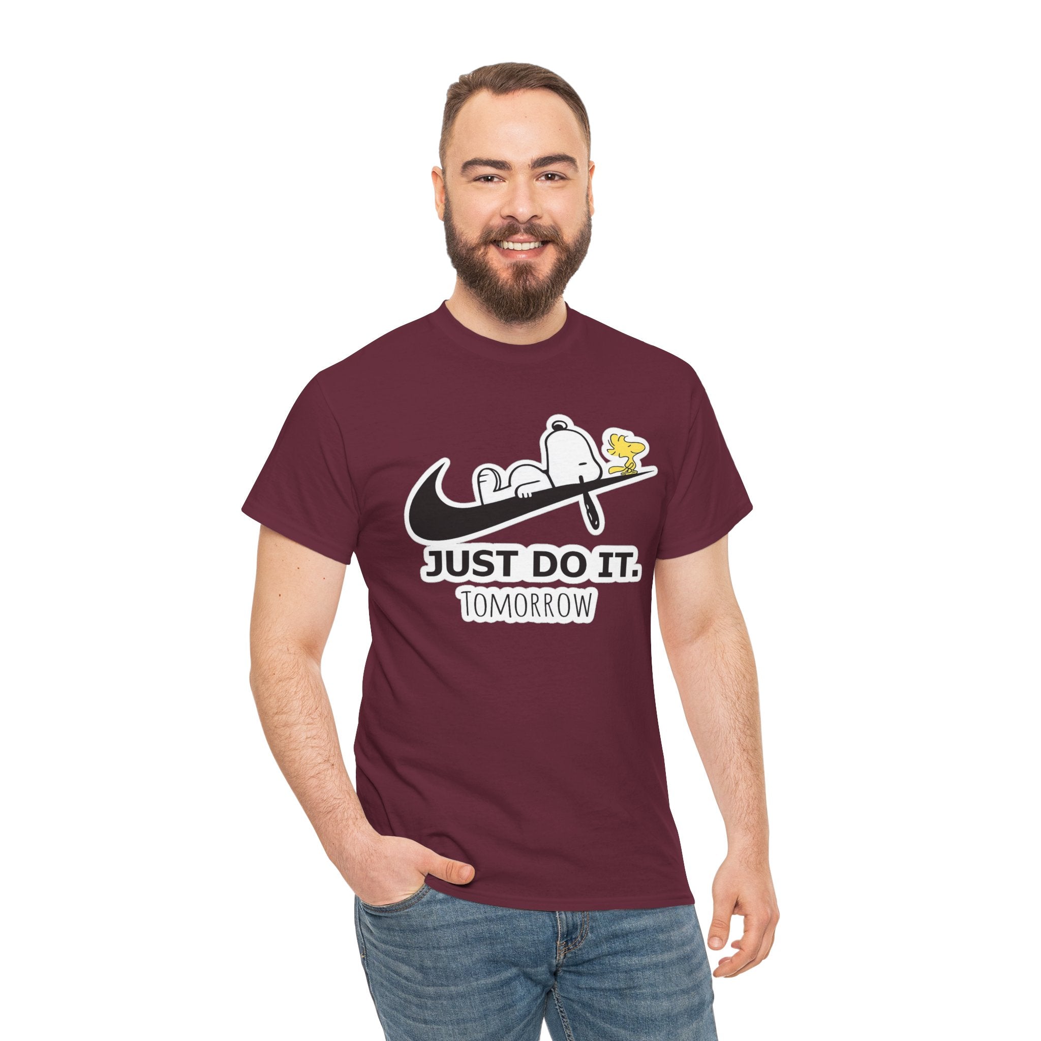 Snoopy "Just Do It Tomorrow" Graphic Cotton T-Shirt