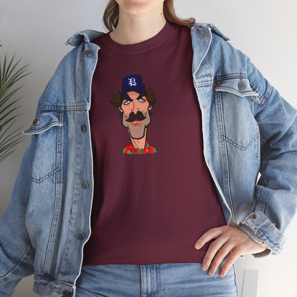 Magnum PI Retro Caricature T-Shirt — Retro Mustache Hat Portrait Tee