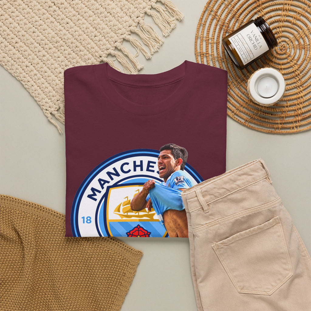 Sergio Aguero Manchester City Legend Soccer Tee — Player Celebration Graphic T-Shirt