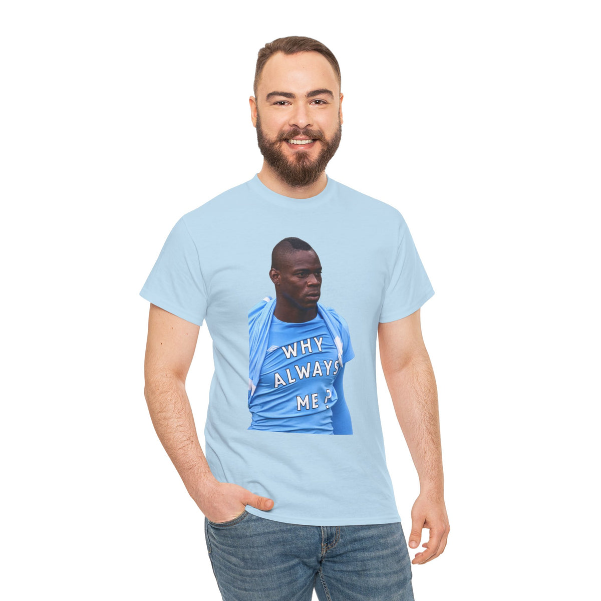 Why Always Me? Mario Balotelli Man City Graphic Cotton T-shirt