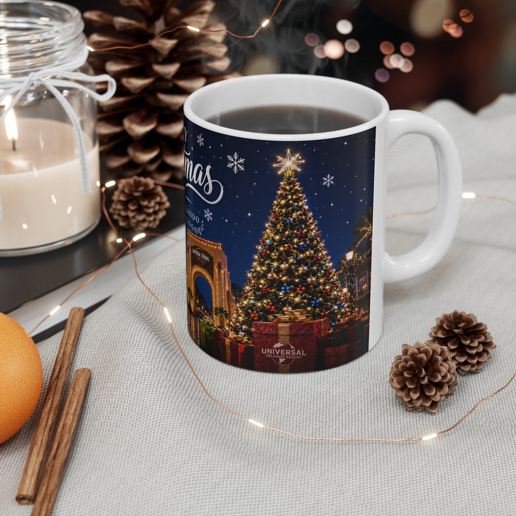 Christmas 2026 Universal Orlando Coffee Mug — Merry Christmas Resort Souvenir (11oz/15oz)