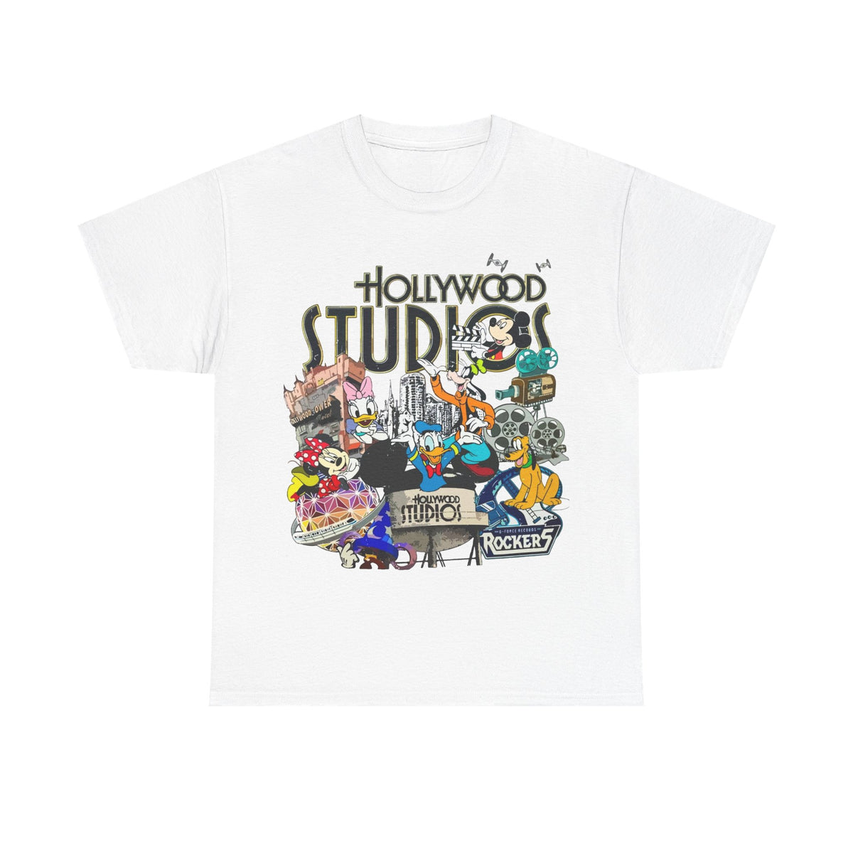Hollywood Studios Collage T-Shirt — Vintage Theme Park Character Tee