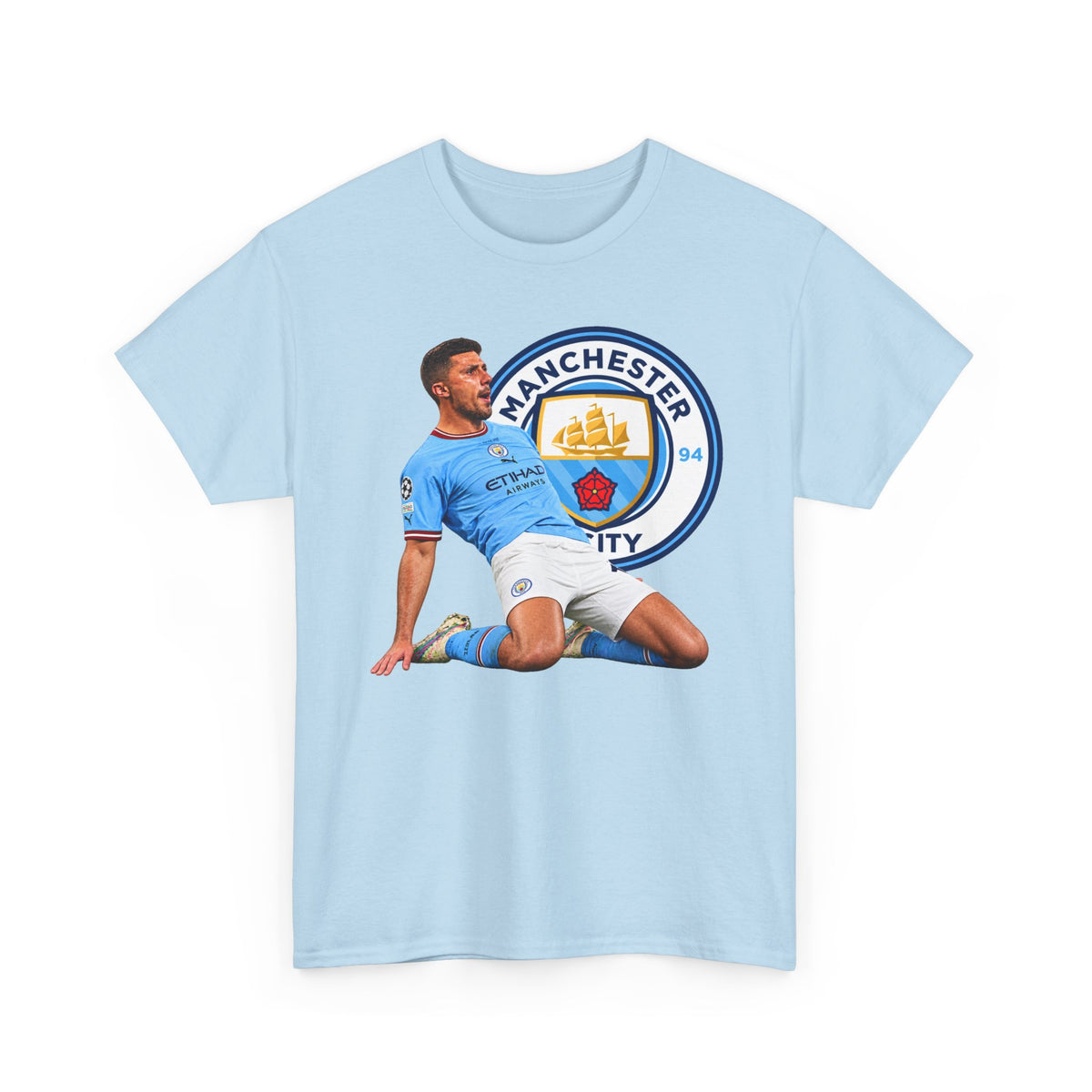 Rodri Manchester City Legend Cotton T-Shirt – Celebratory Slide Graphic Tee