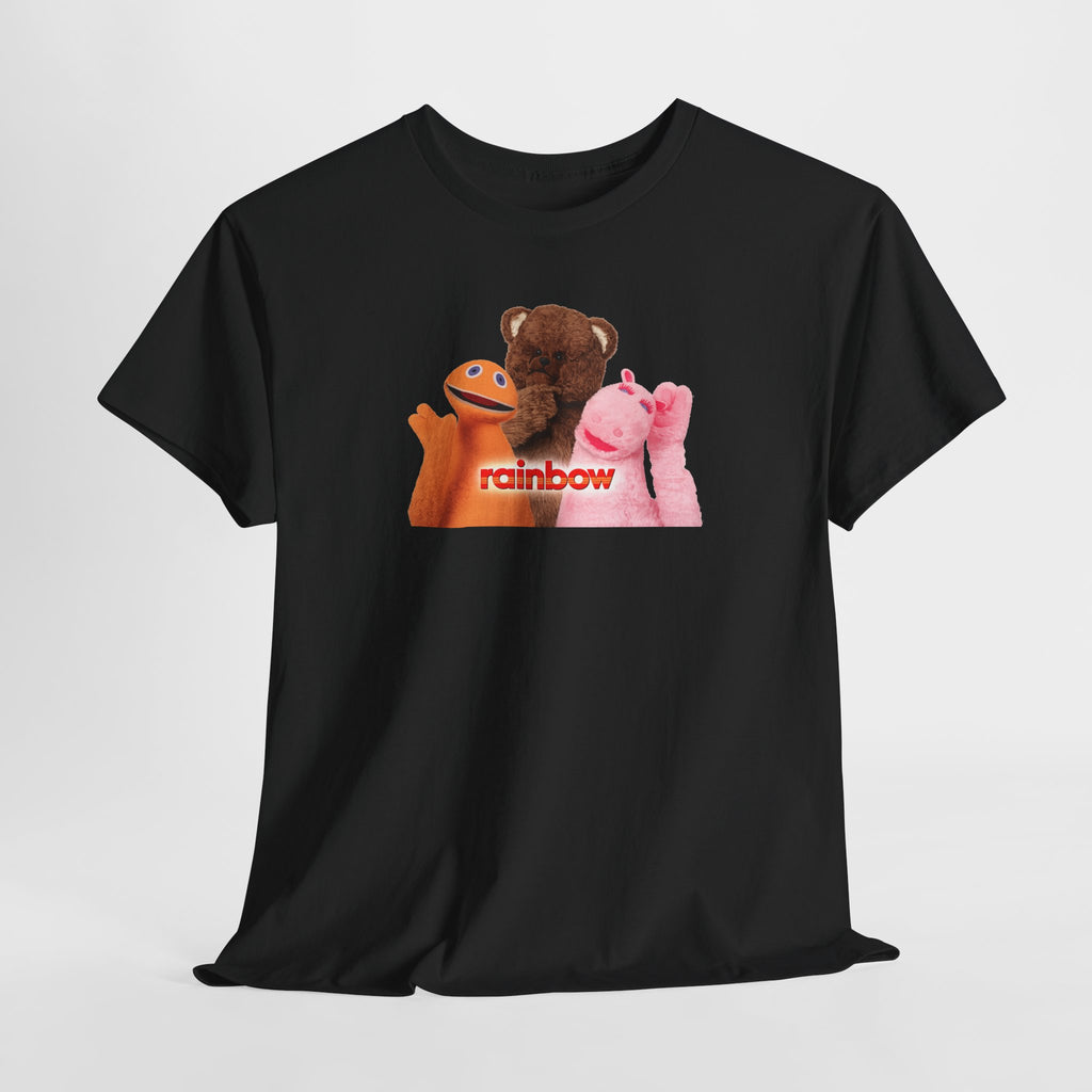 Rainbow Kids TV Zippy, George and Bungle Puppets T-Shirt — Cute Teddy & Hand Puppets Graphic Tee
