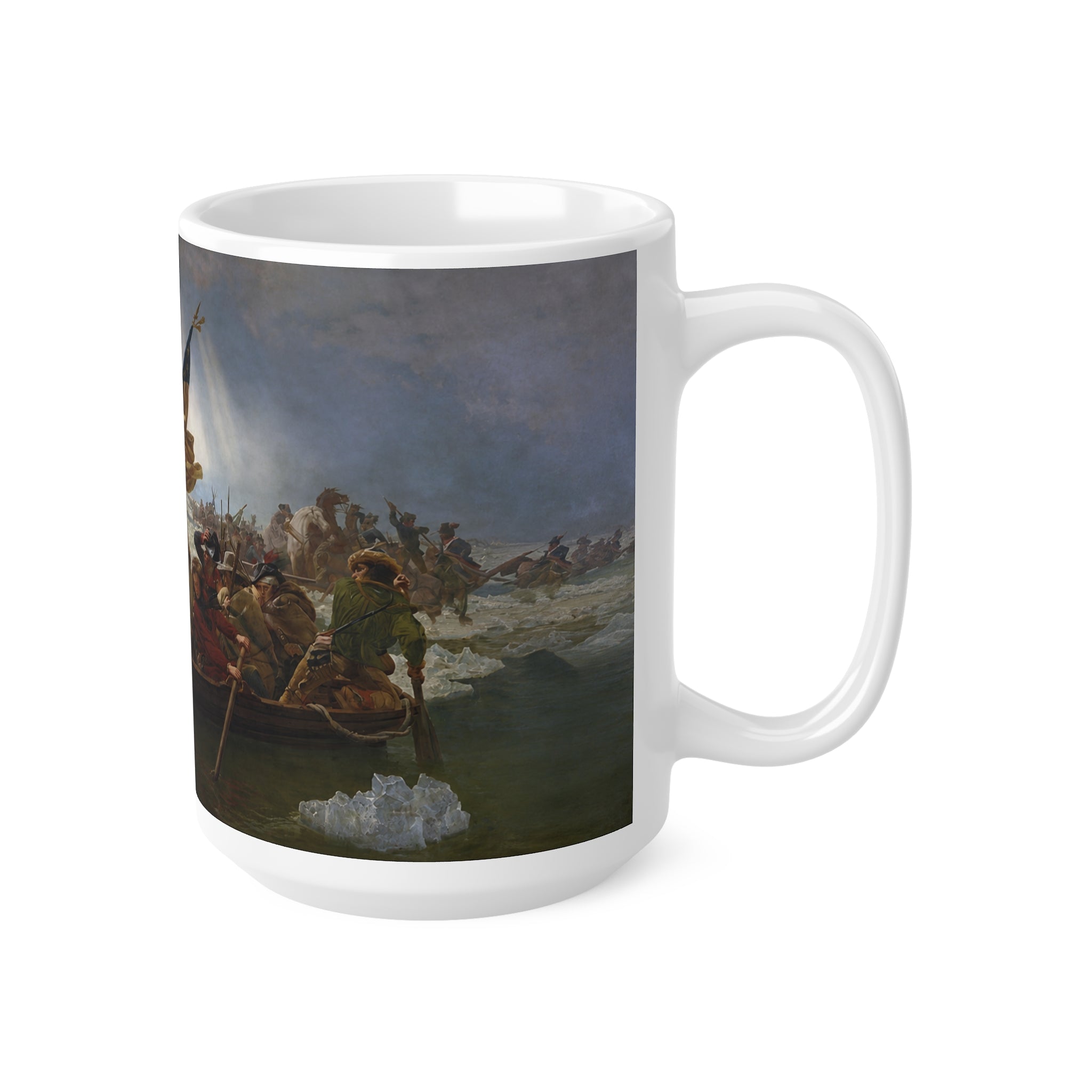Washington Crossing the Delaware Ceramic Coffee Mug — Historic Revolutionary War Artwork (11oz & 15oz)