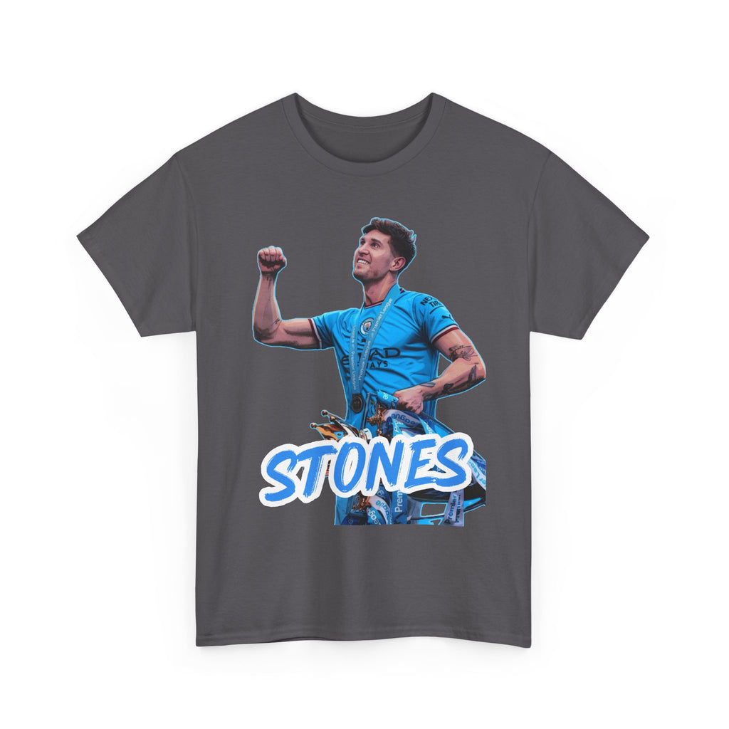 John Stones Manchester City Soccer Fan Tee — Blue Player Graphic T-Shirt