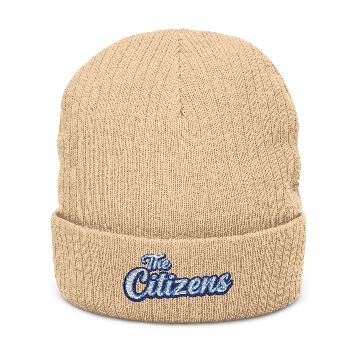 Embroidered 'The Citizens' Ribbed Knit Beanie - Cozy Black Winter Hat