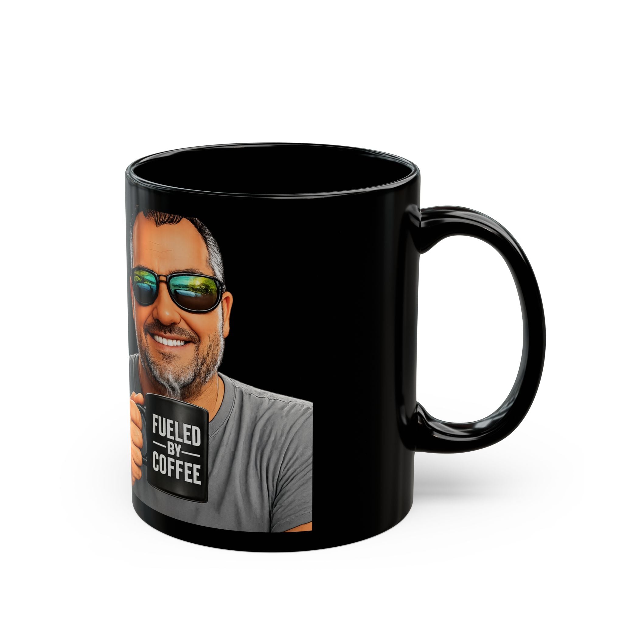 Fueled by Coffee Mug — Black Ceramic Coffee Cup (11oz & 15oz)