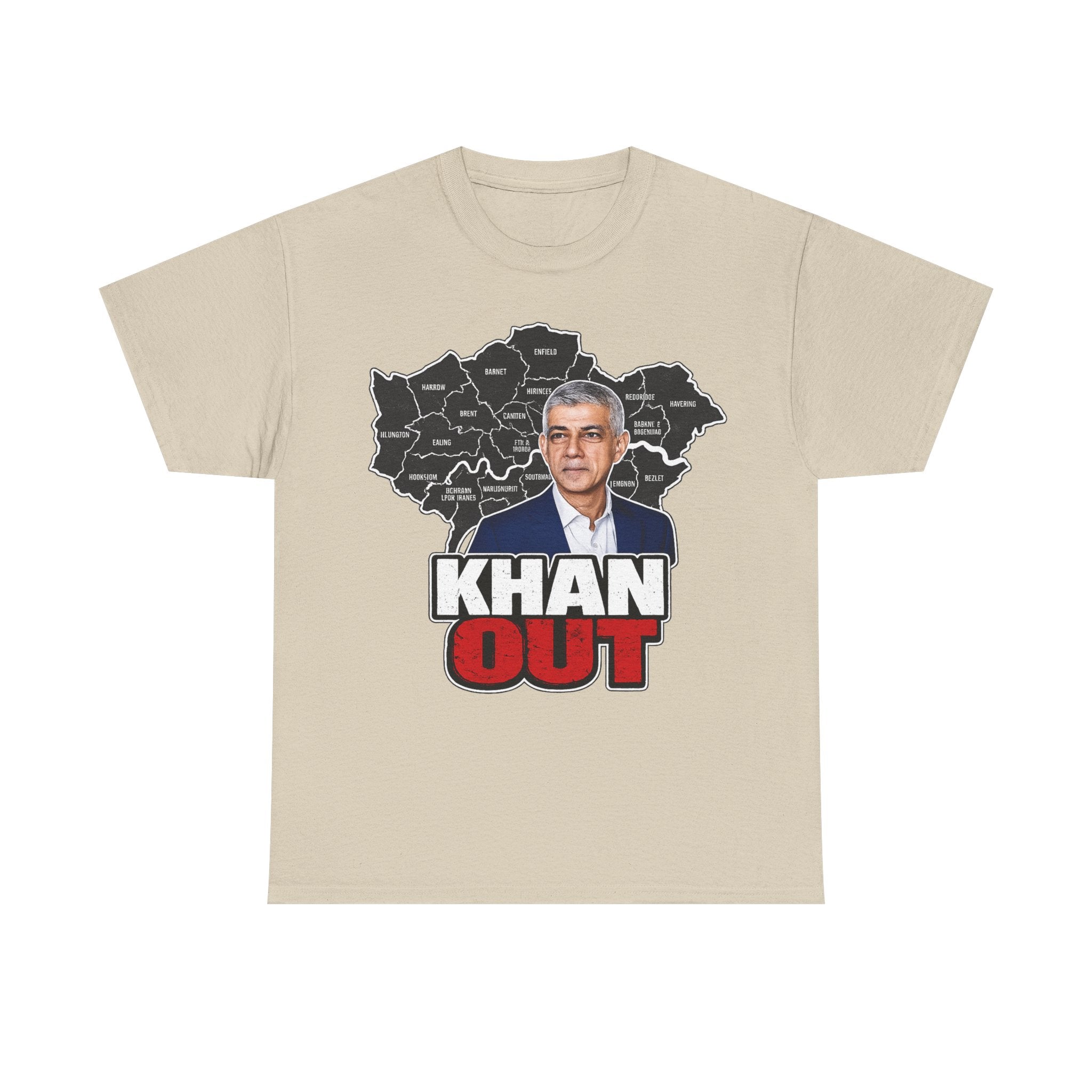 Sadiq Khan Out" Political Protest Tee with Sadiq Khan Graphic T-Shirt