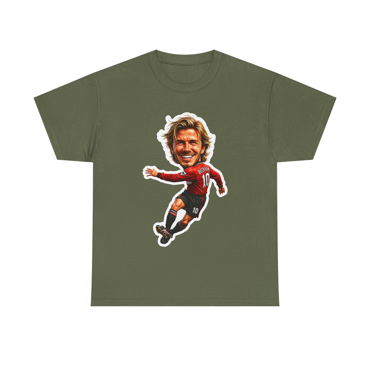 Beckham Caricature Cotton T-Shirt — Retro Football Player Graphic Tee