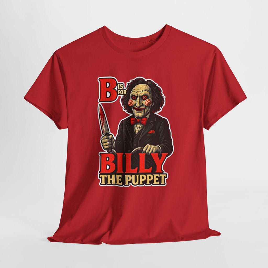 Billy the Puppet Horror Tee — Jigsaw-Style Killer Doll Graphic T-Shirt