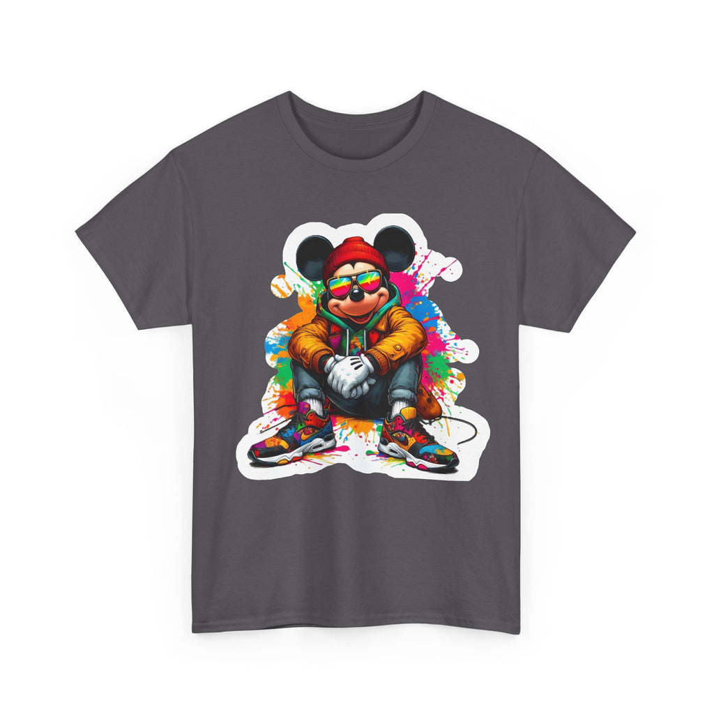 Streetwear Mouse Graphic Tee — Colorful Urban Hip-Hop Cartoon Shirt