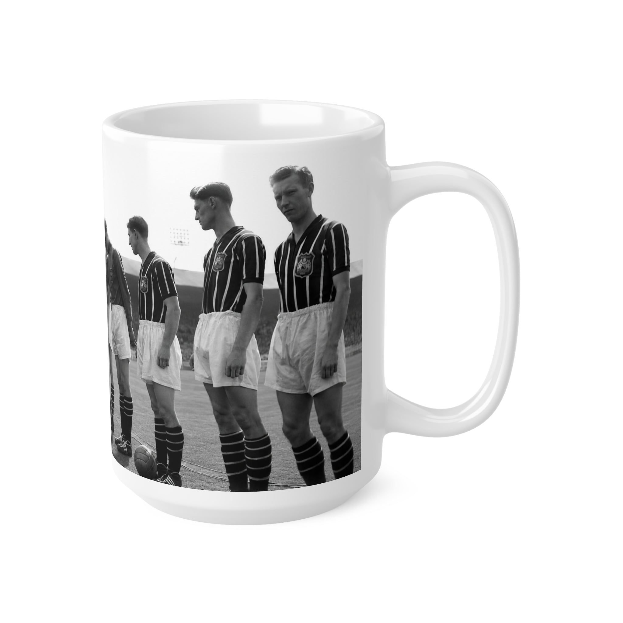 Manchester City 1956 FA Cup Final Team Photo Mug — Retro Black & White Football Ceramic Coffee Cup (11oz, 15oz)