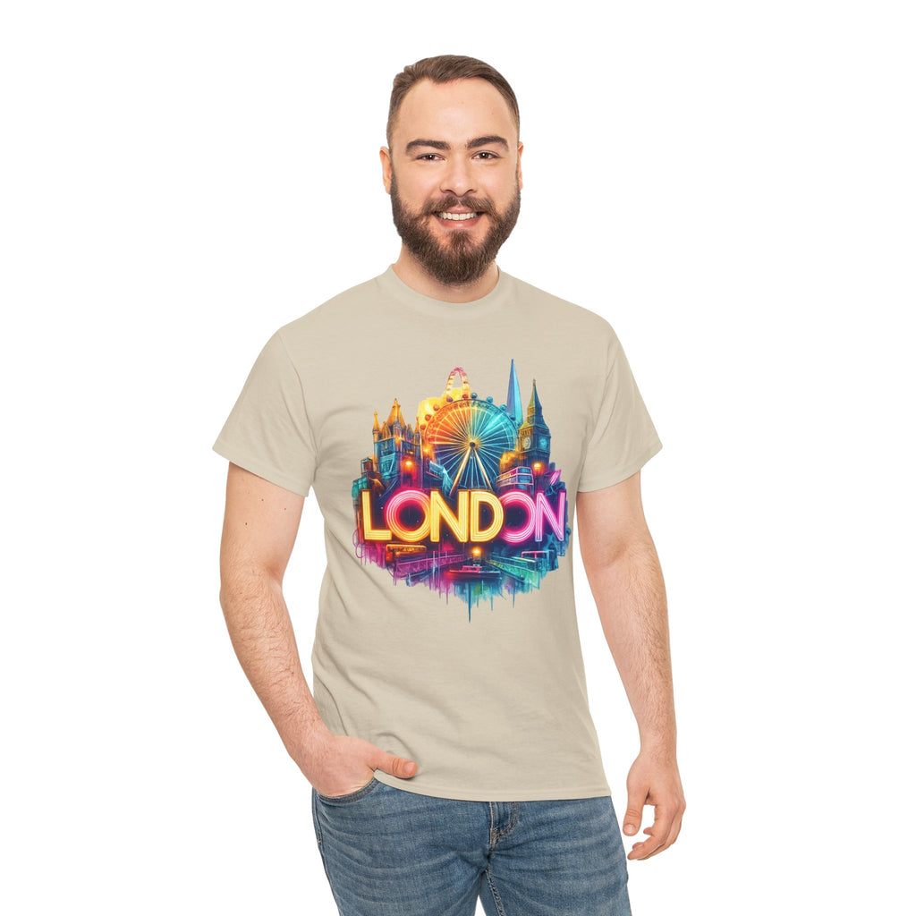 London Skyline Tee — Colorful Neon London Landmark T-Shirt