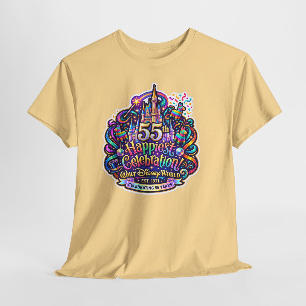T-Shirt — "55th Happiest Celebration" Colorful Anniversary Castle Graphic Tee