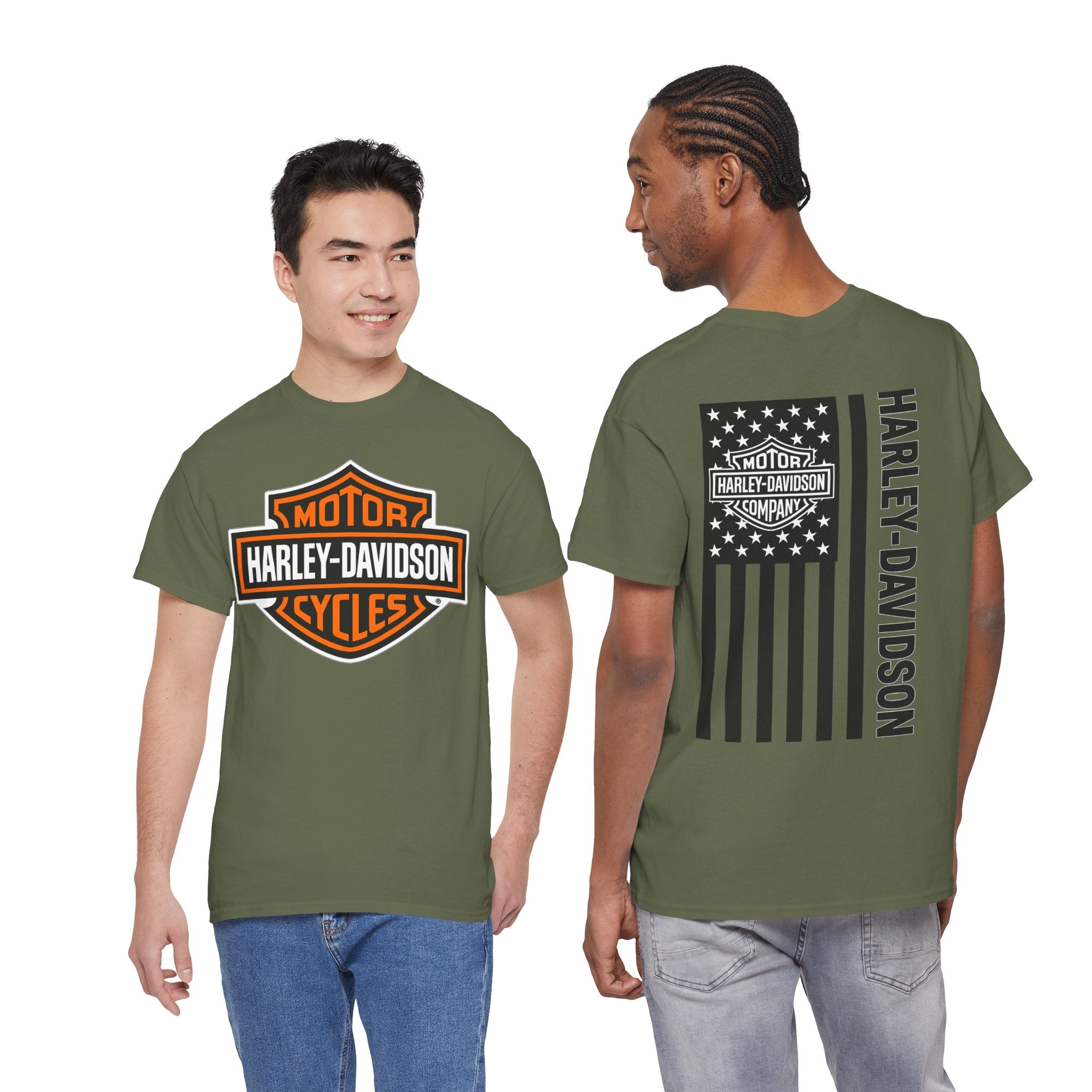 Harley-Davidson American Flag Tee — Vintage Motor Company Back Print