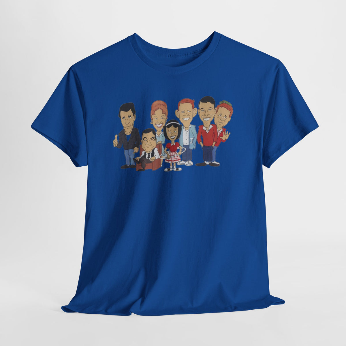 Happy Days Retro TV Cast Cartoon Tee - Vintage Sitcom Character Group Shirt