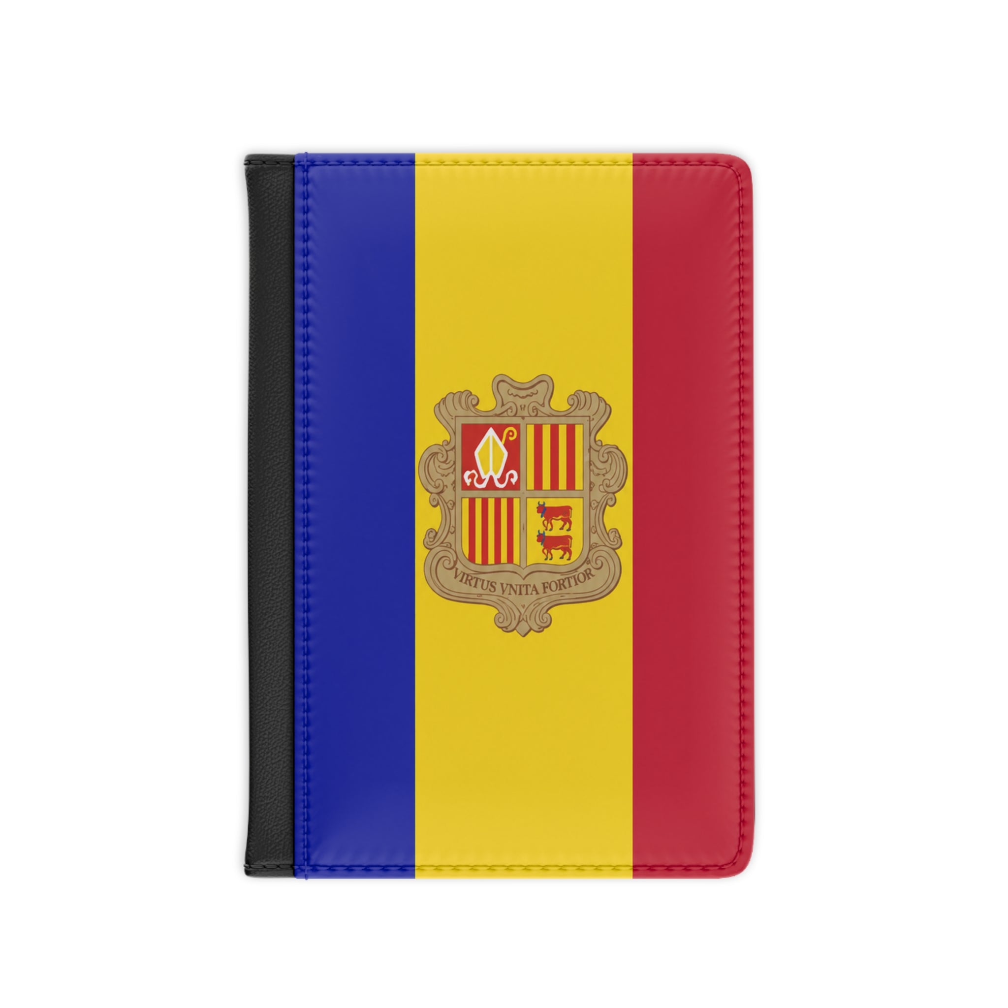 Andorra Flag Passport Cover – Tricolor Travel Passport Holder with Coat of Arms