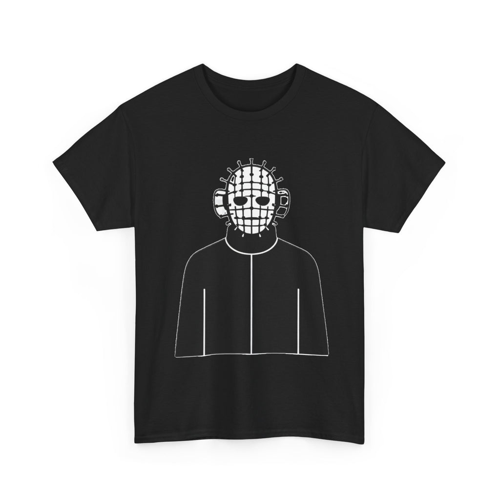 Horror Mask Graphic Tee — Pinhead-Inspired Skull Design