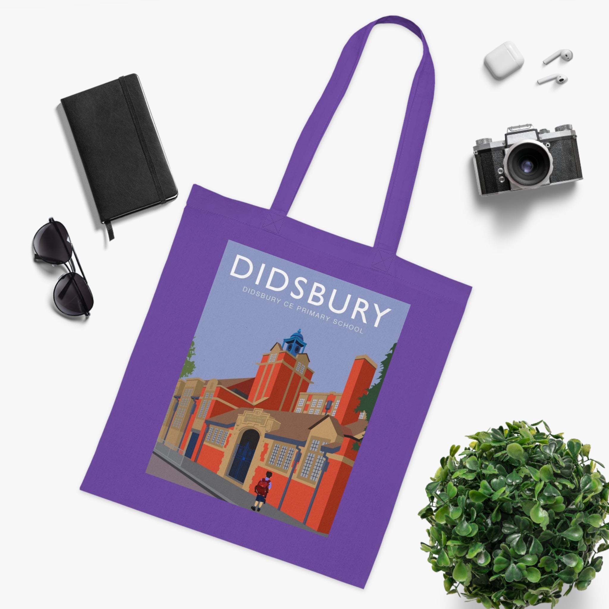 Elm Grove Didsbury C of E Primary School Vintage Travel Tote — Retro Illustrated Cotton Shopper Bag